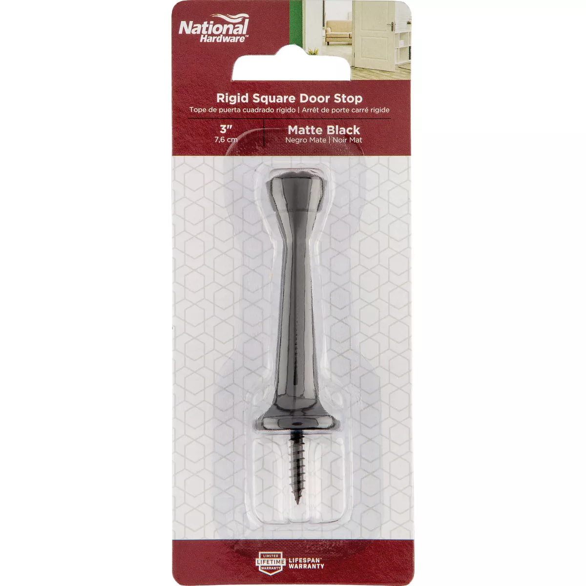 National Hardware 3 In. Matte Black Rigid Square Door Stop - photo 2