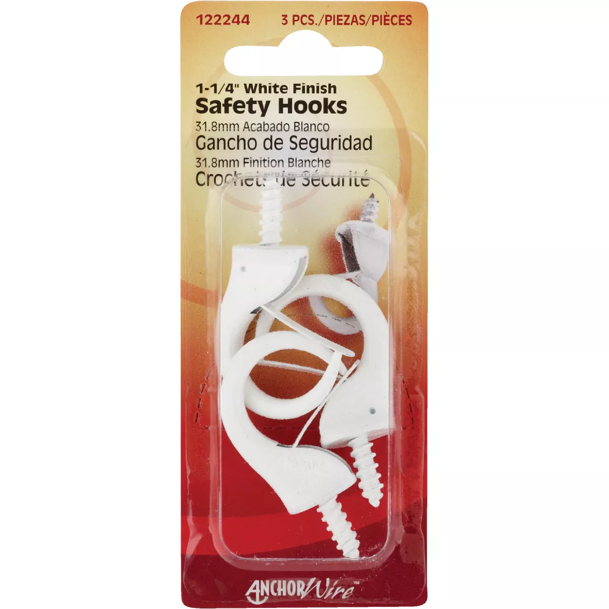 Hillman Anchor Wire 1-1/4 In. White Safety Hook