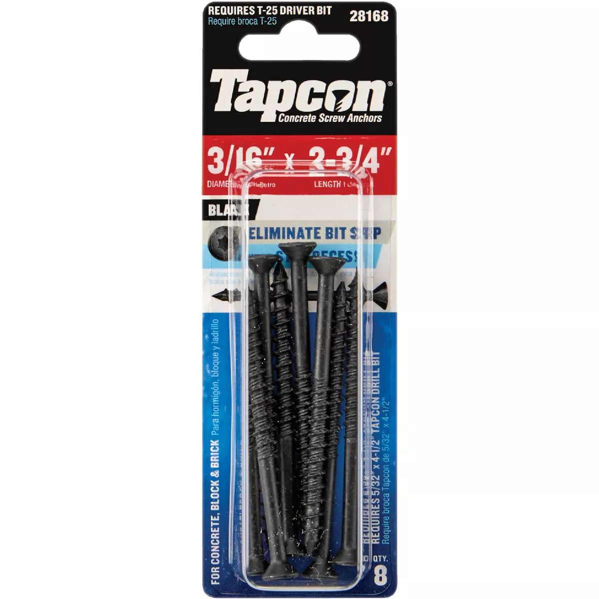 Tapcon 3/16 In. x 2-3/4 In. Black Star Head Concrete Screw Anchors (8 Ct.)
