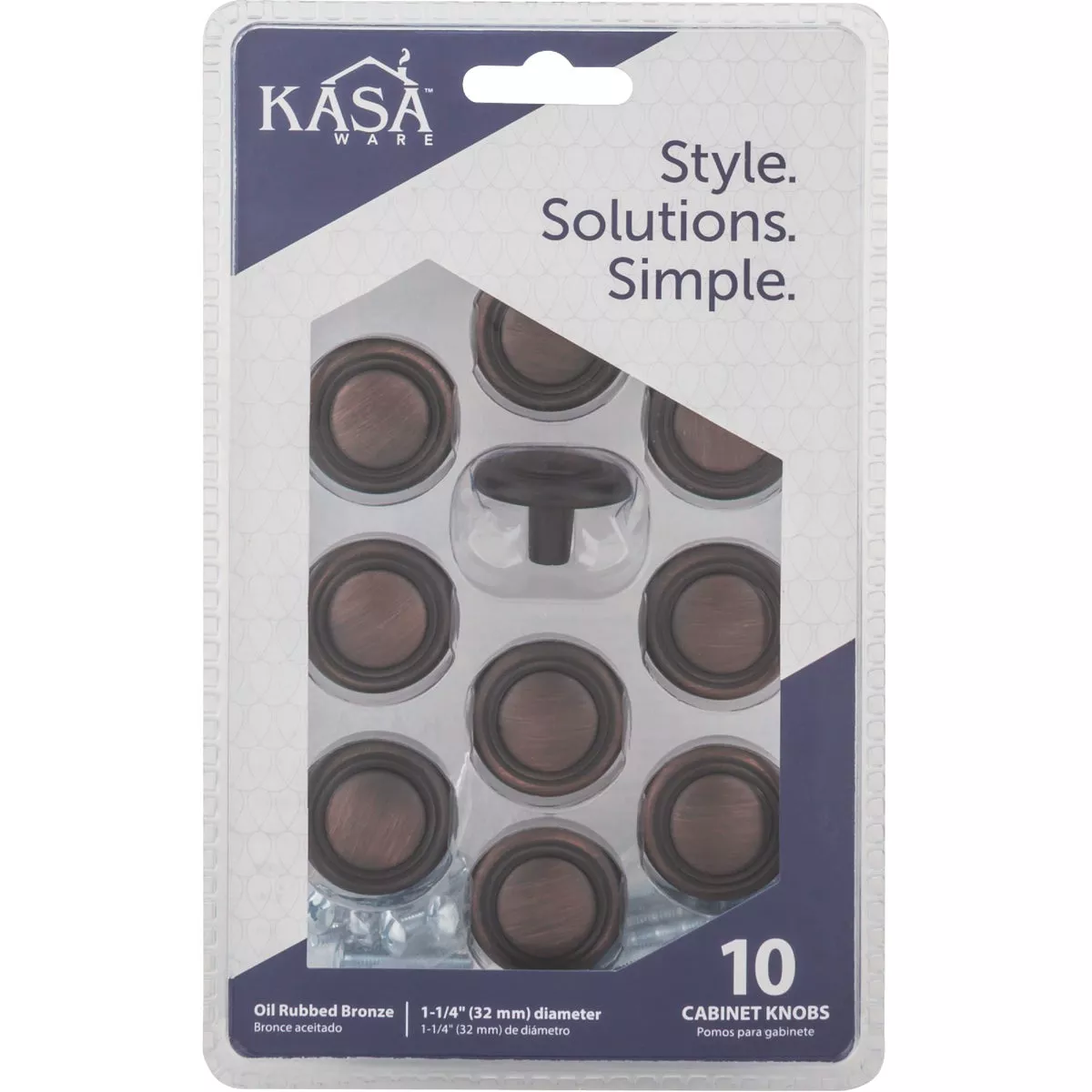 KasaWare 1-1/4 In. Dia. Brushed Oil Rubbed Bronze Cabinet Knob (10-Pack) - photo 2