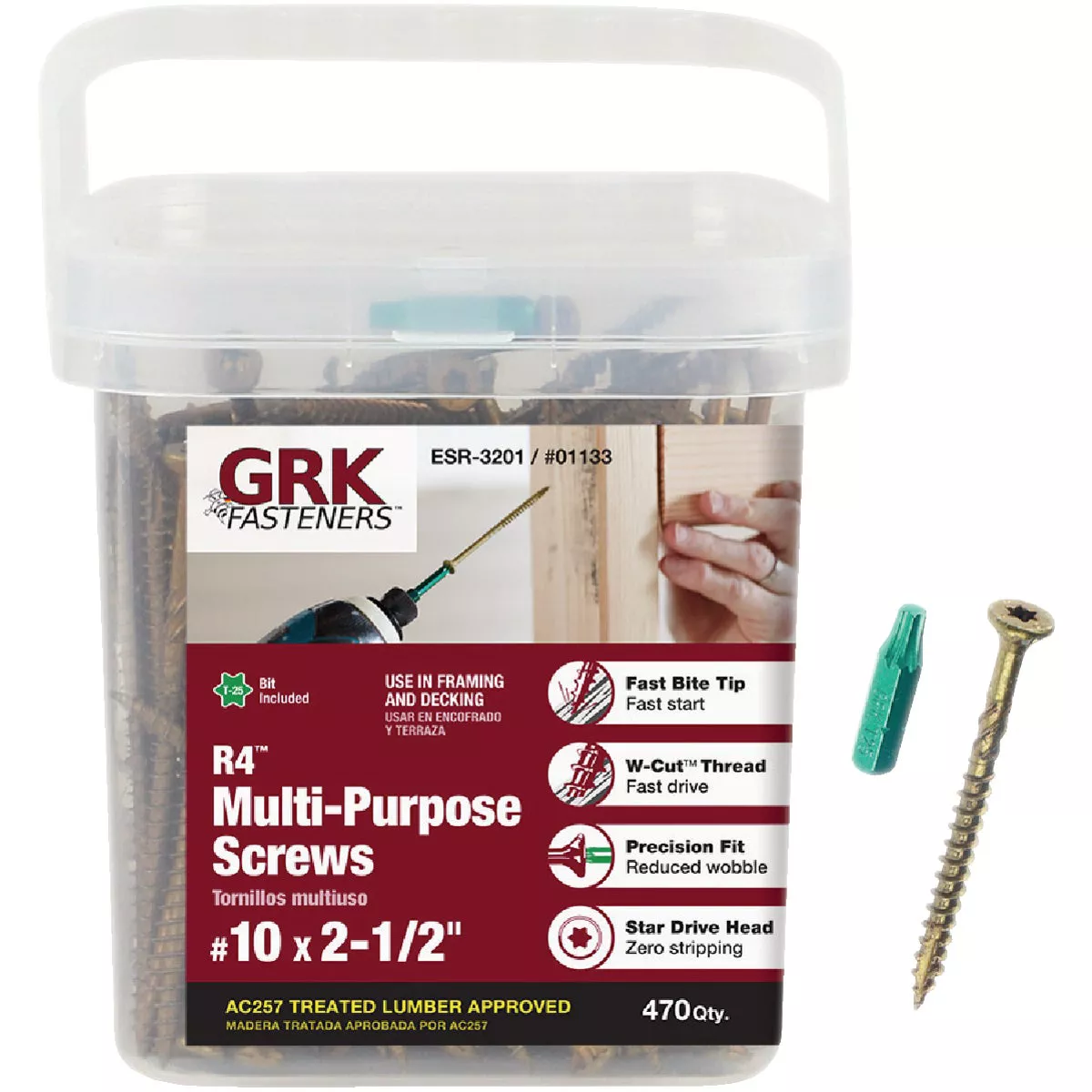 GRK R4 #10 x 2-1/2 In. Star Drive Multi-Purpose Wood Screws (470 Ct.)