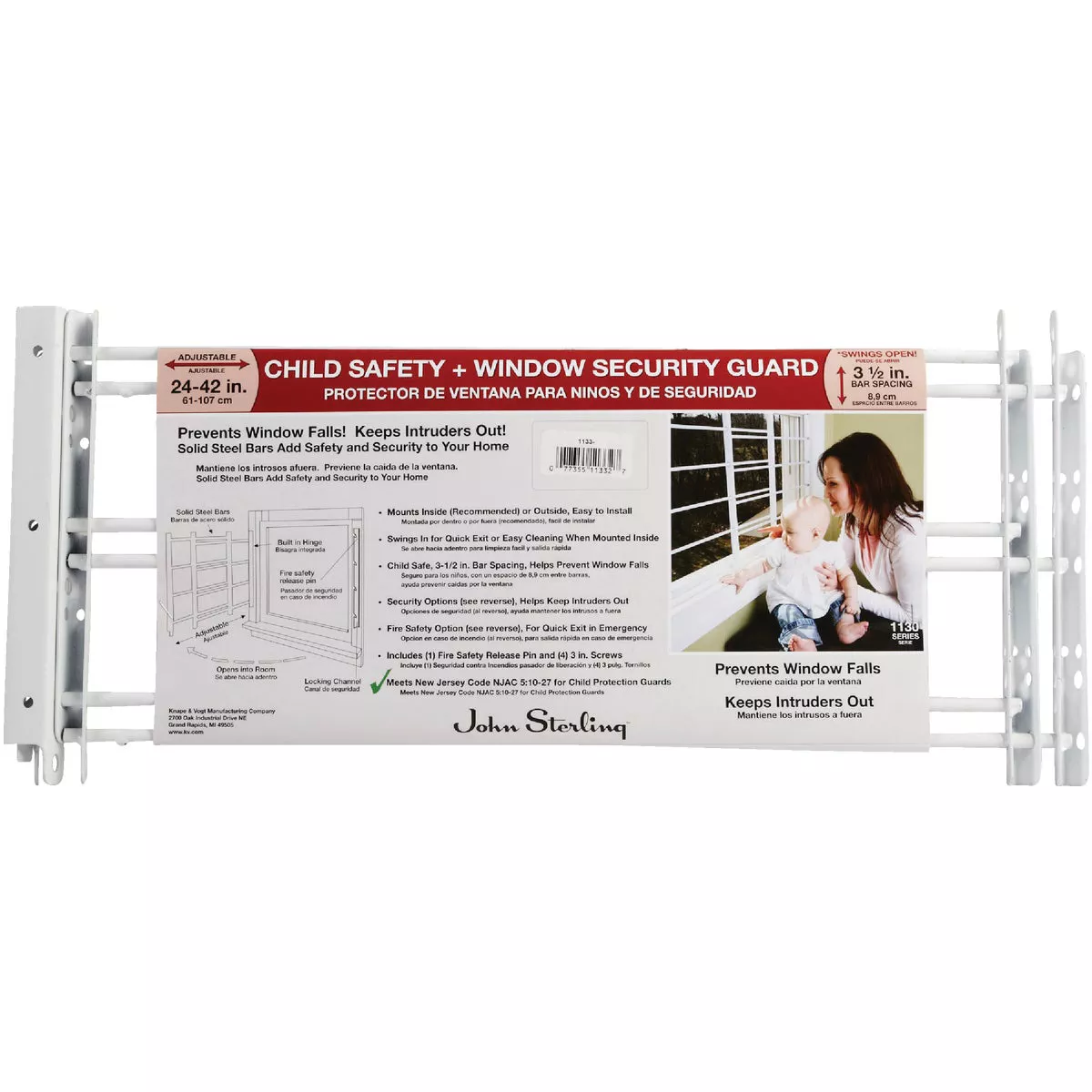 John Sterling Corp Hinged White Enamel 3-Bar Child Safety & Window Security Guard - photo 3