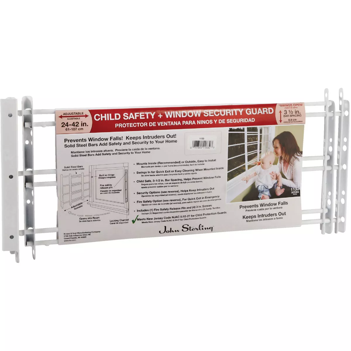 John Sterling Corp Hinged White Enamel 3-Bar Child Safety & Window Security Guard - photo 5