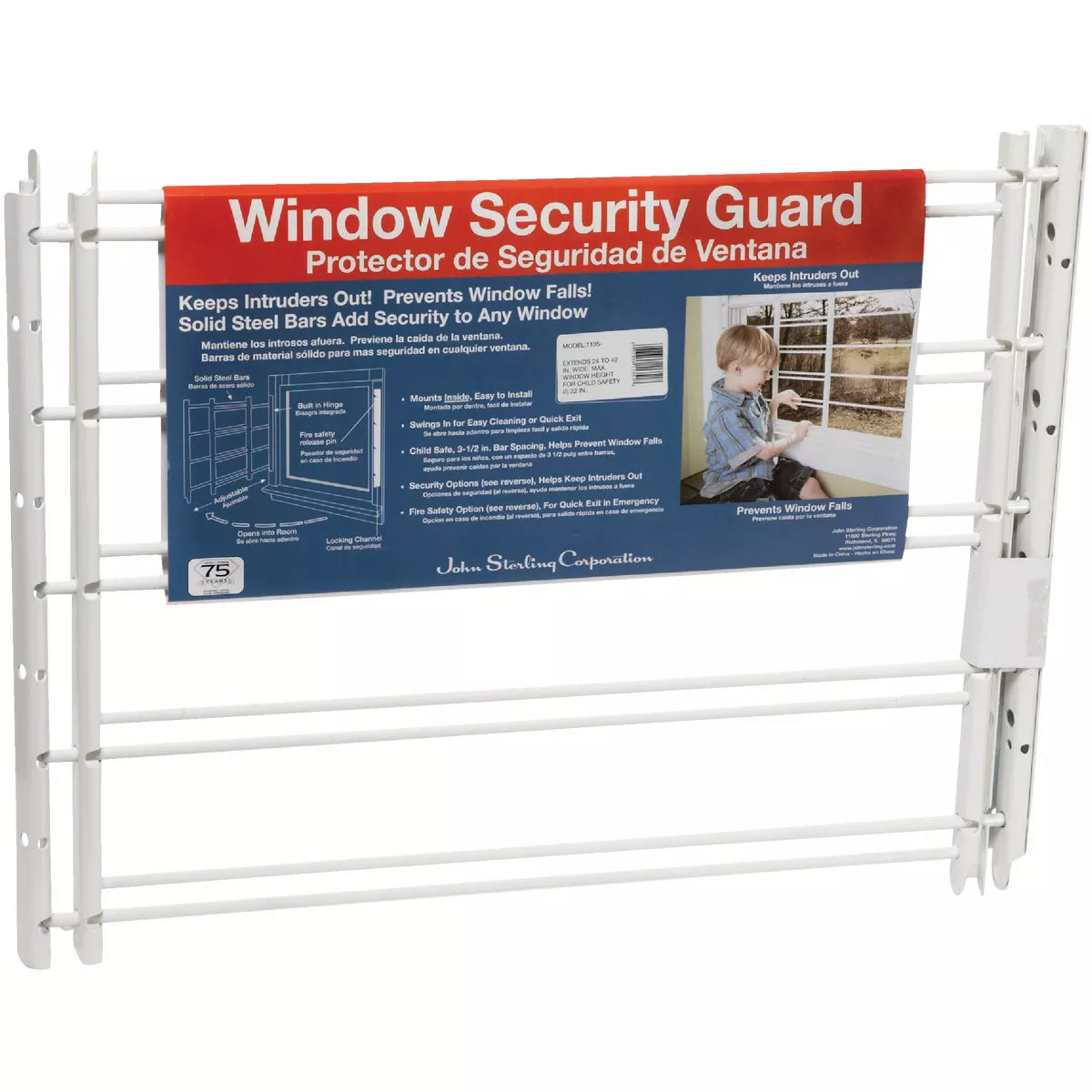 John Sterling Corp Hinged White Enamel 5-Bar Child Safety & Window Security Guard - photo 2