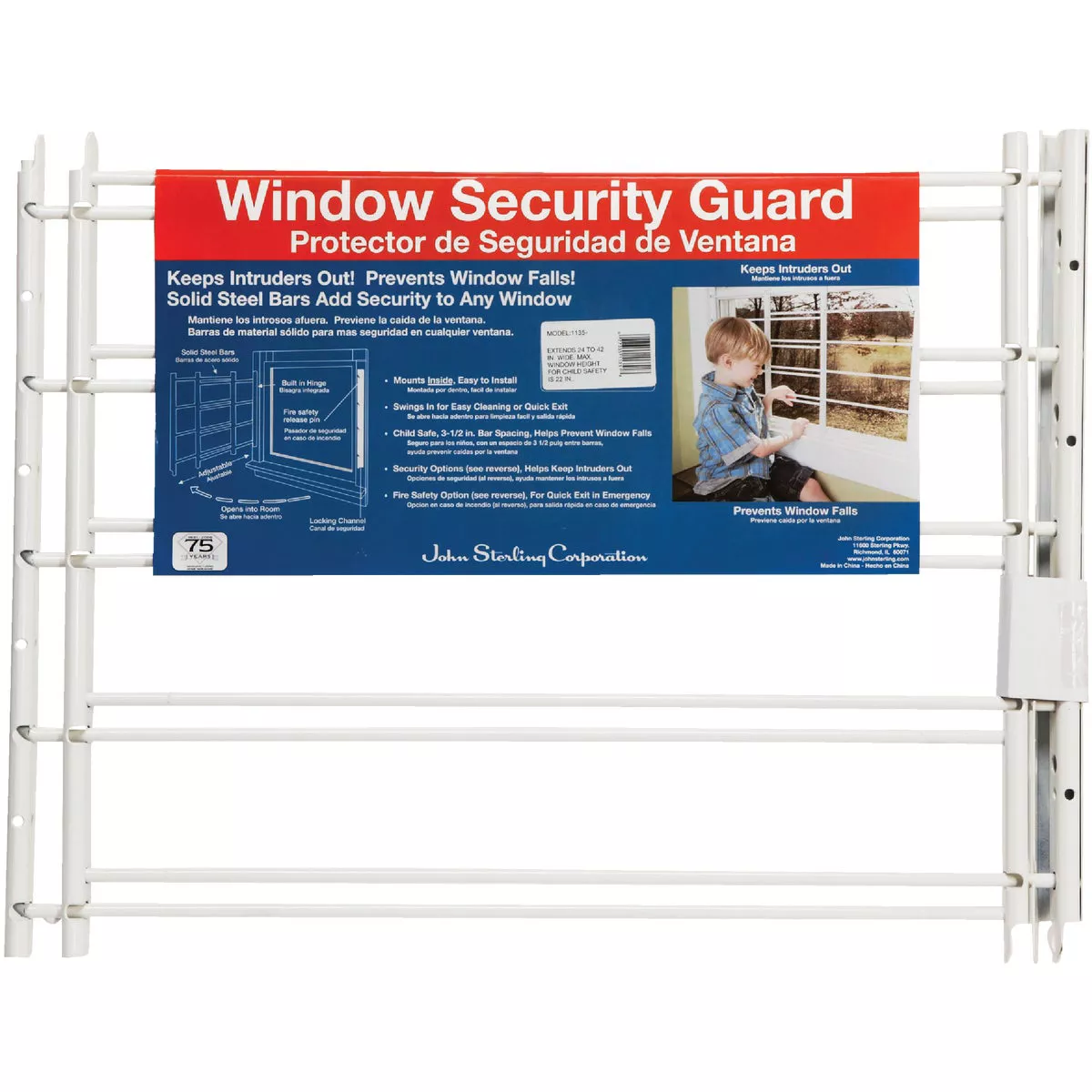 John Sterling Corp Hinged White Enamel 5-Bar Child Safety & Window Security Guard - photo 3