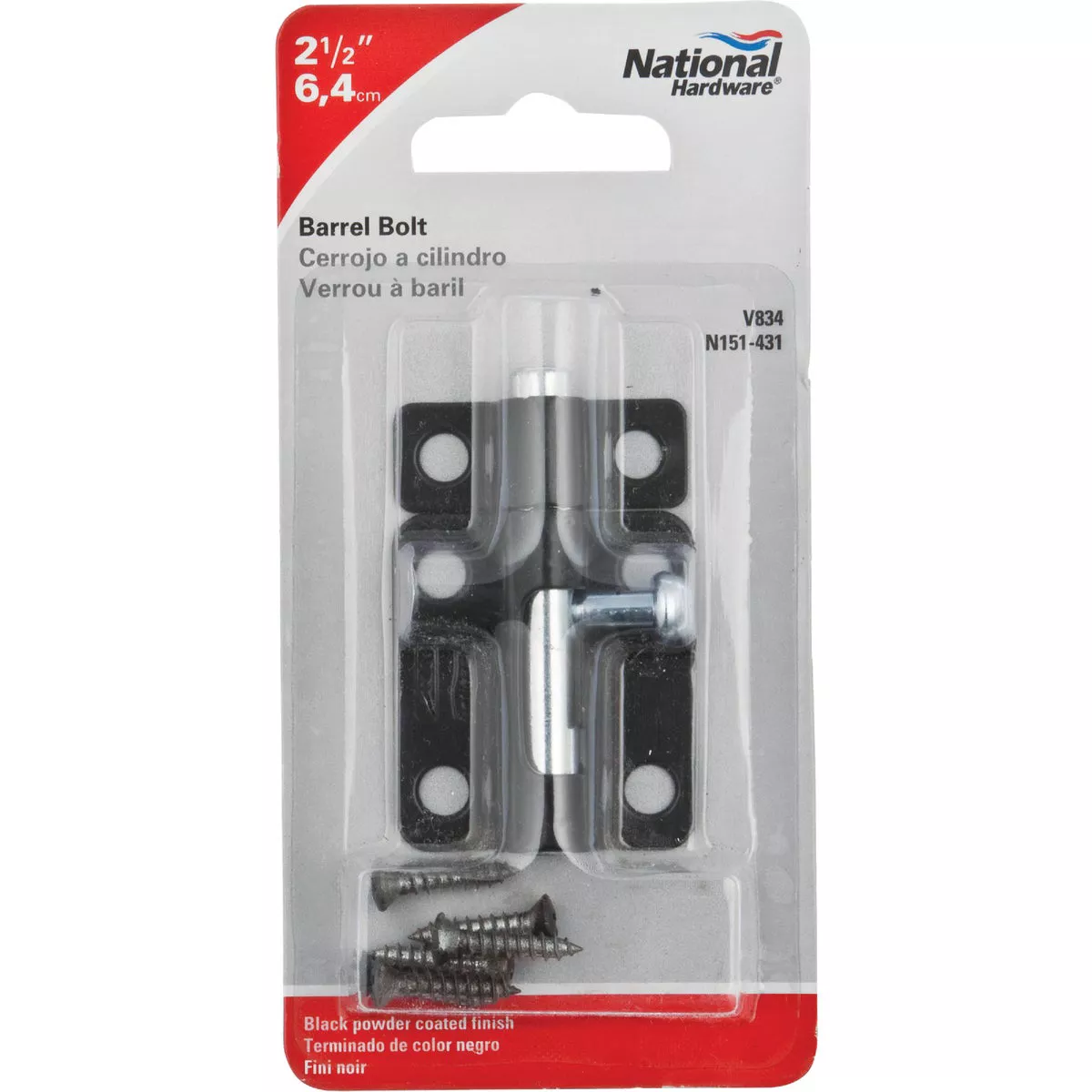 National Hardware 2-1/2 In. Black Steel Door Barrel Bolt - photo 2