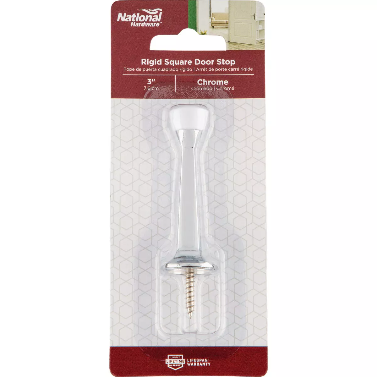National Hardware 3 In. Chrome Rigid Square Door Stop - photo 2