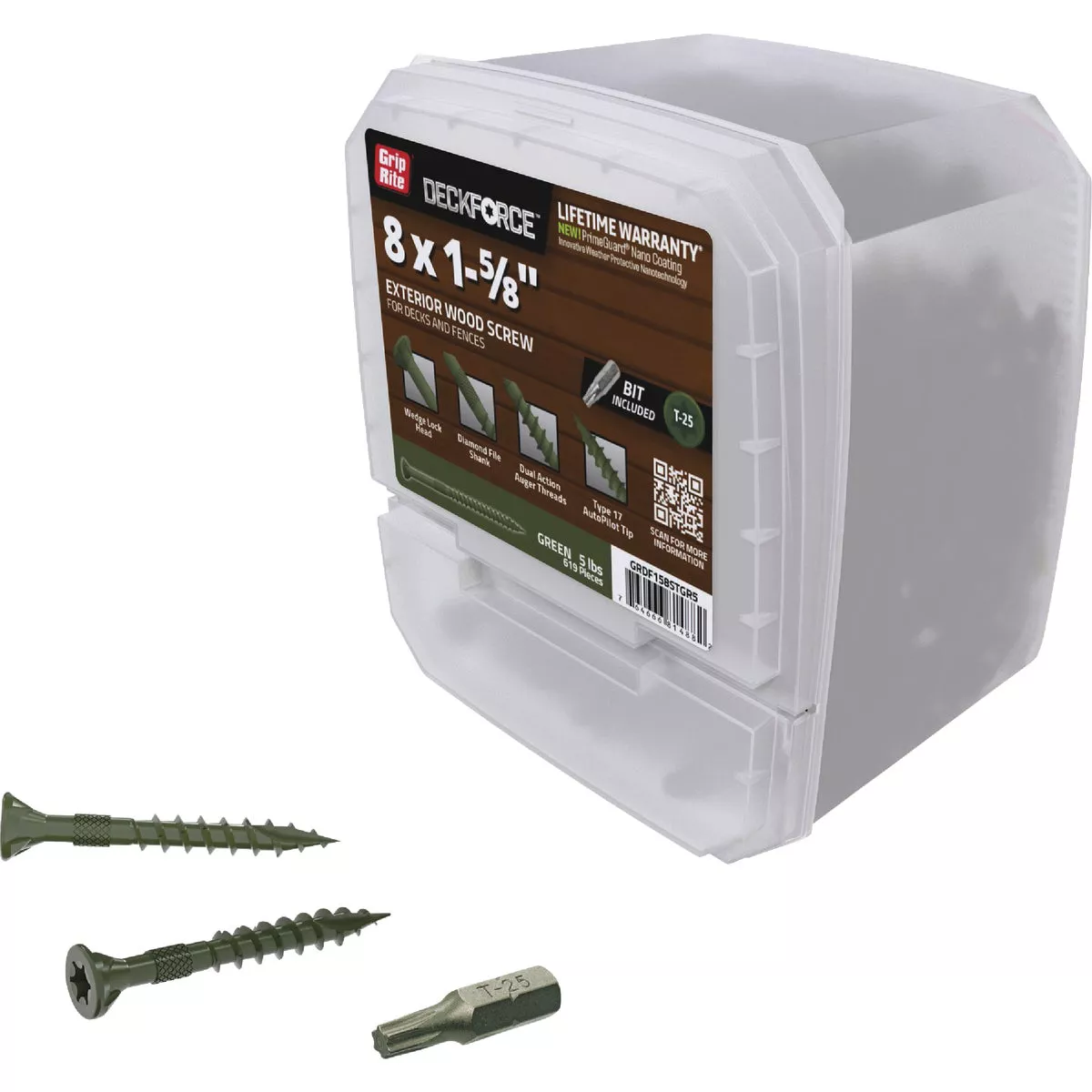 Grip-Rite DeckForce PrimeGuard Nano #8 x 1-5/8 In. Star Drive Green Screw (5 Lb.) - photo 2