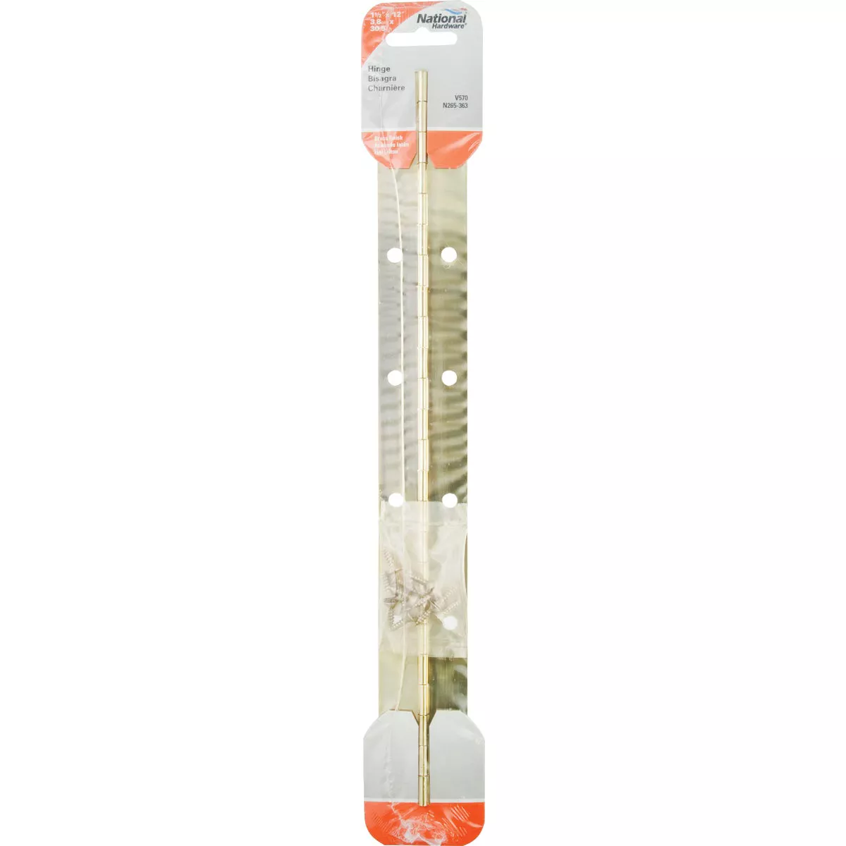 National Hardware Steel 1-1/2 In. x 12 In. Bright Brass Continuous Hinge - photo 2