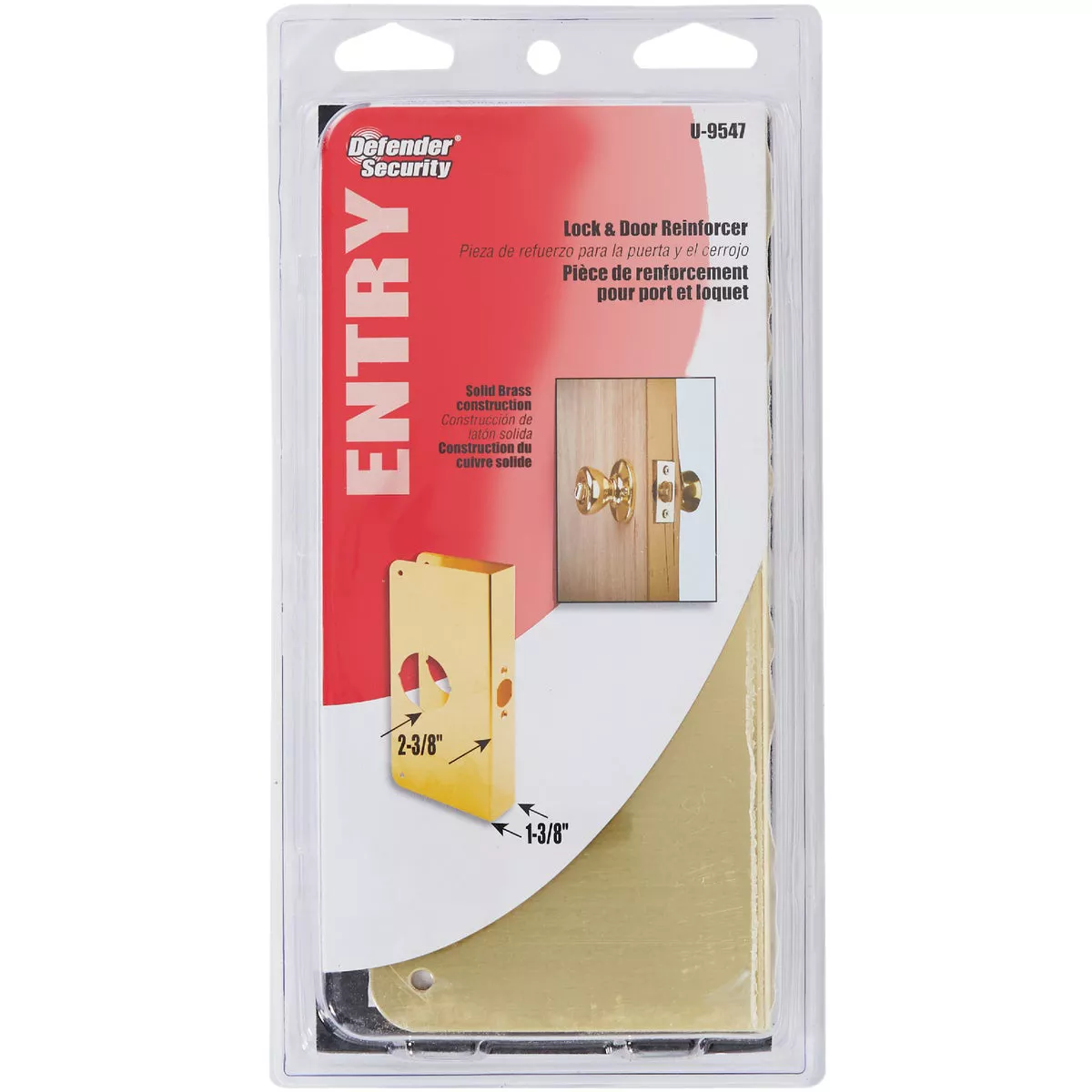 Defender Security 1-3/8 In. x 2-3/8 In. Brass Door Reinforcer - photo 2