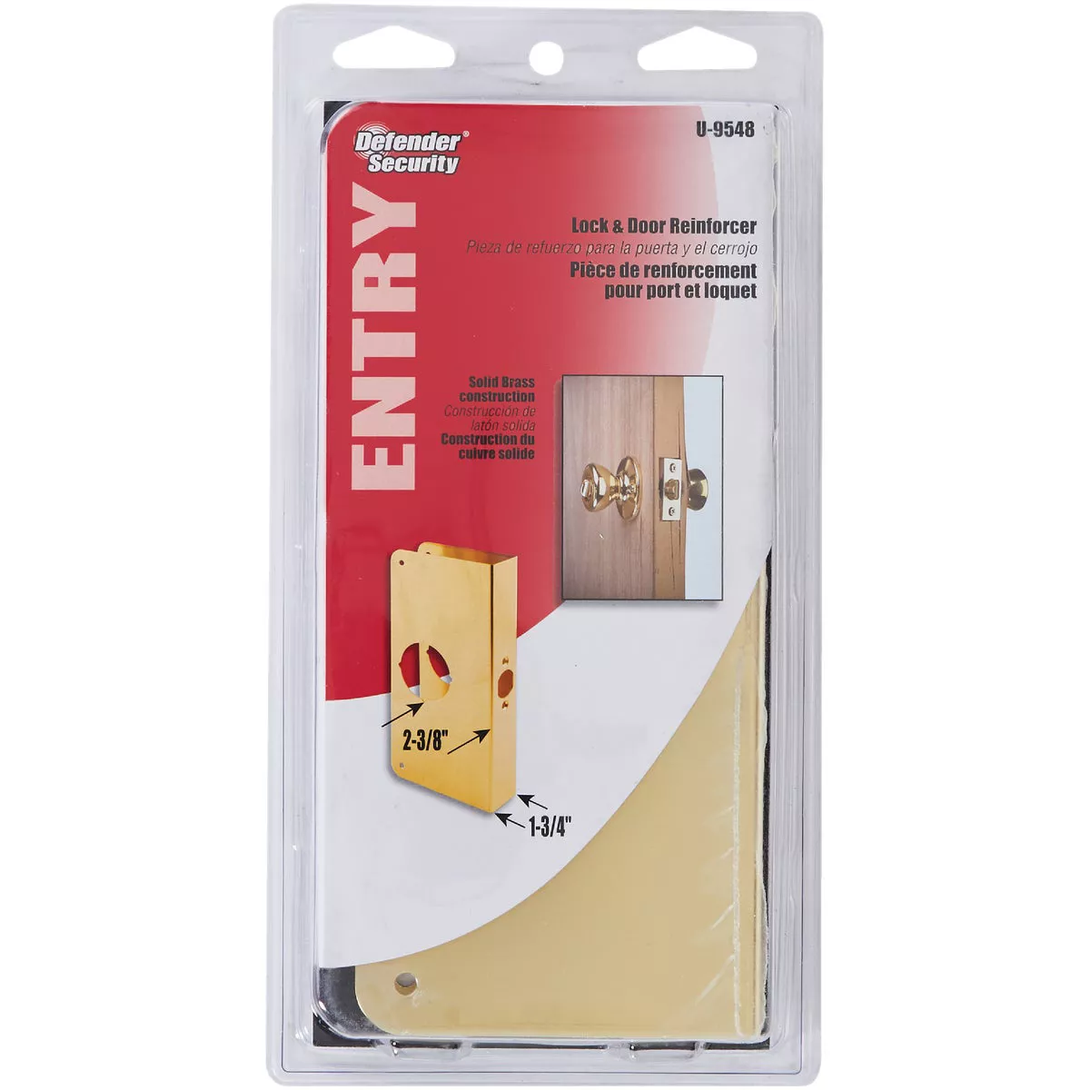 Defender Security 1-3/4 In. x 2-3/8 In. Brass Door Reinforcer - photo 2