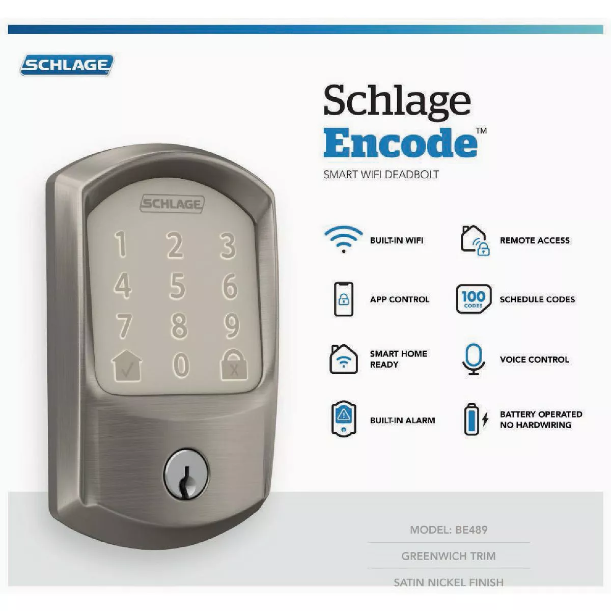 Schlage Encode Greenwich Satin Nickel Smart WiFi Deadbolt - photo 5