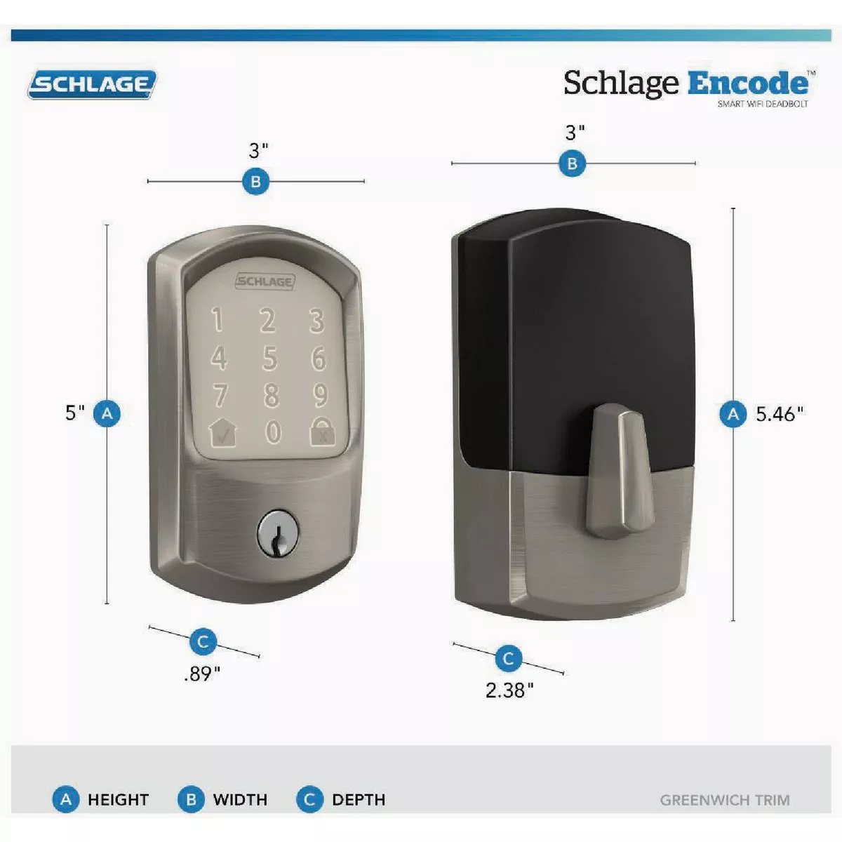 Schlage Encode Greenwich Satin Nickel Smart WiFi Deadbolt - photo 4