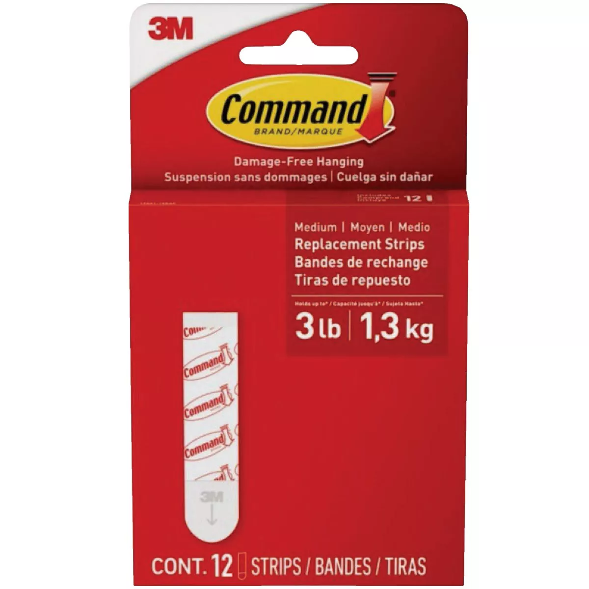 Command Medium Adhesive Strips, White, 12 Strips