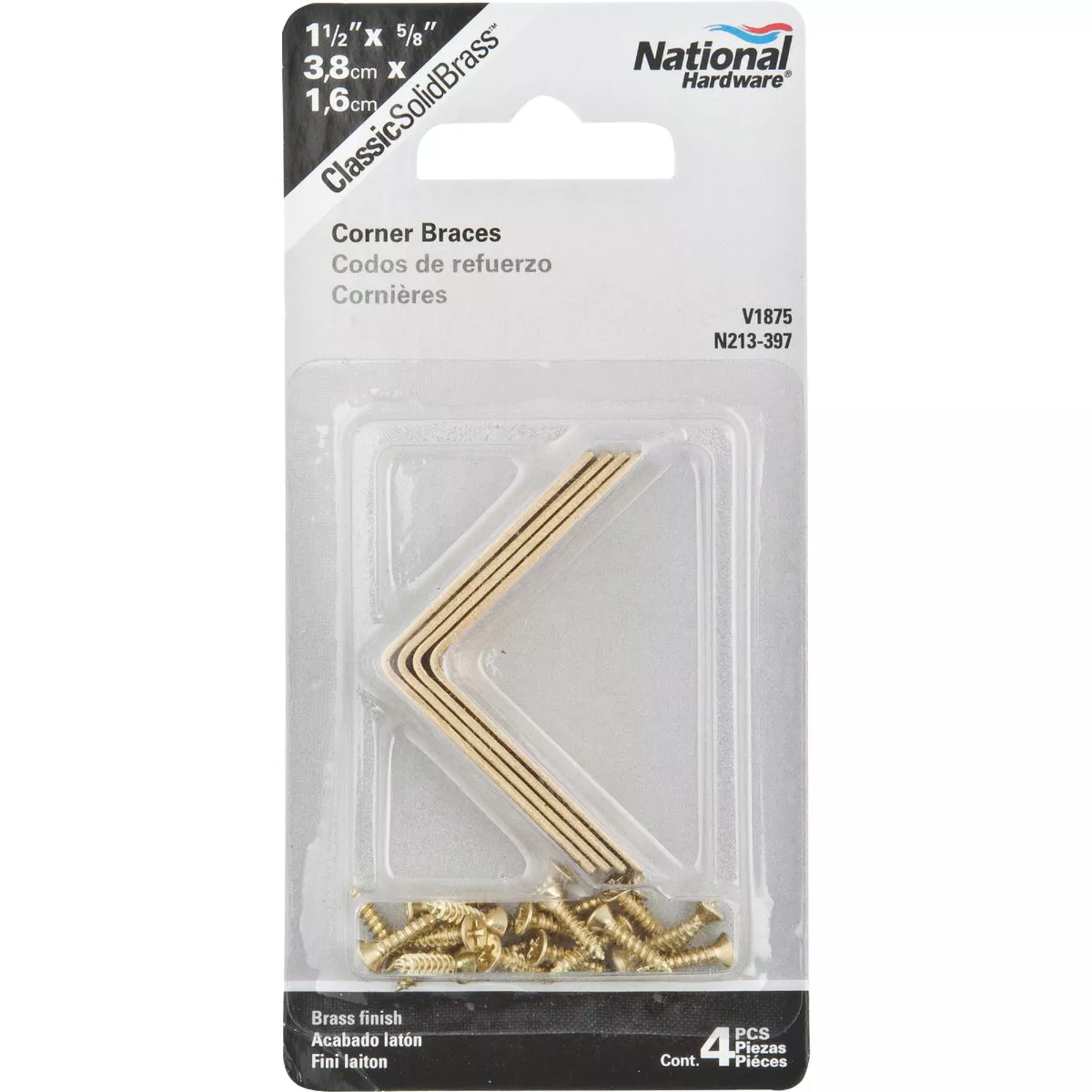 National Hardware 1-1/2 In. x 5/8 In. Solid Brass Corner Brace - photo 2