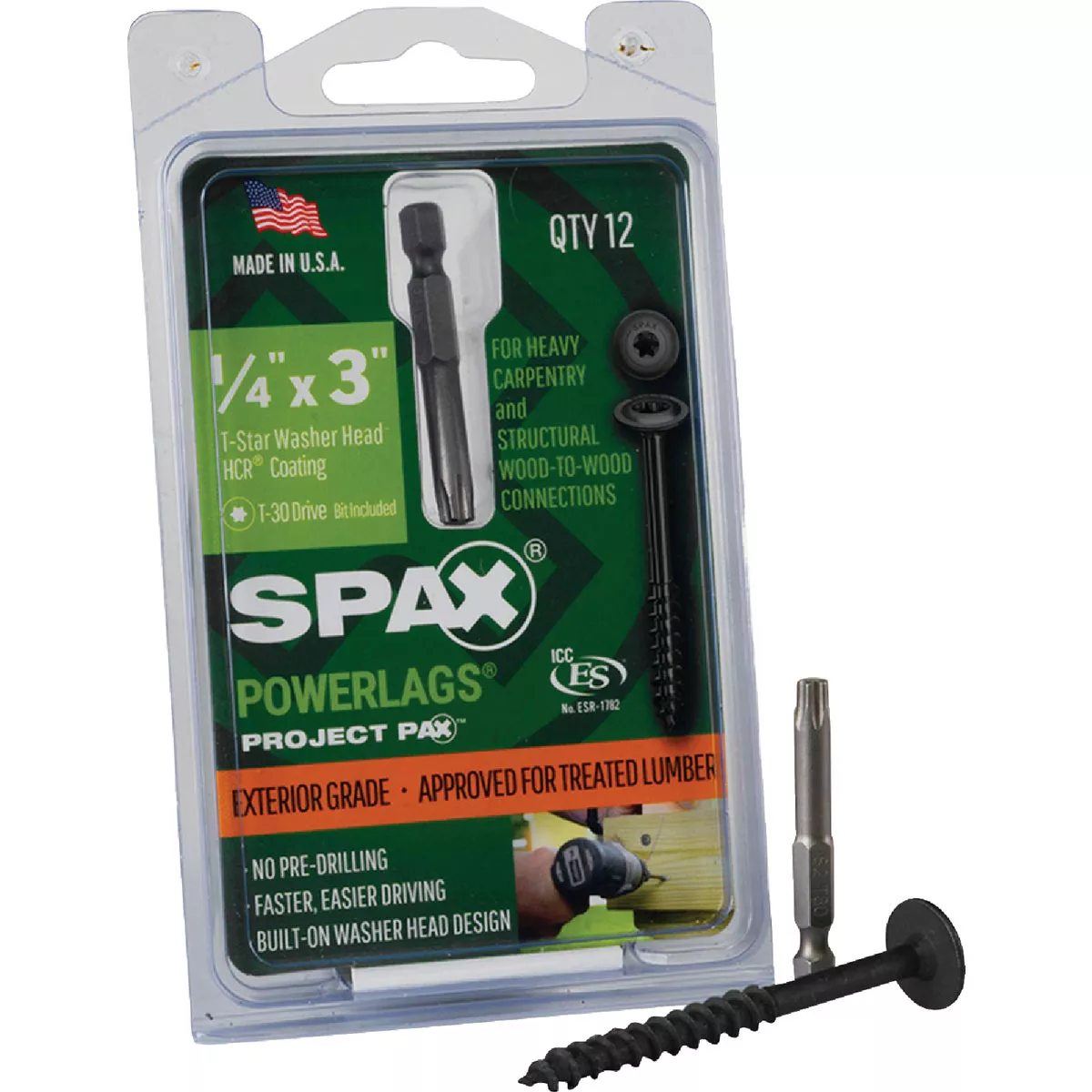 SPAX Powerlag 1/4 In. x 3 In. T30 Washer Head HCR (Exterior Rated) Lag Screw (12 Ct.)