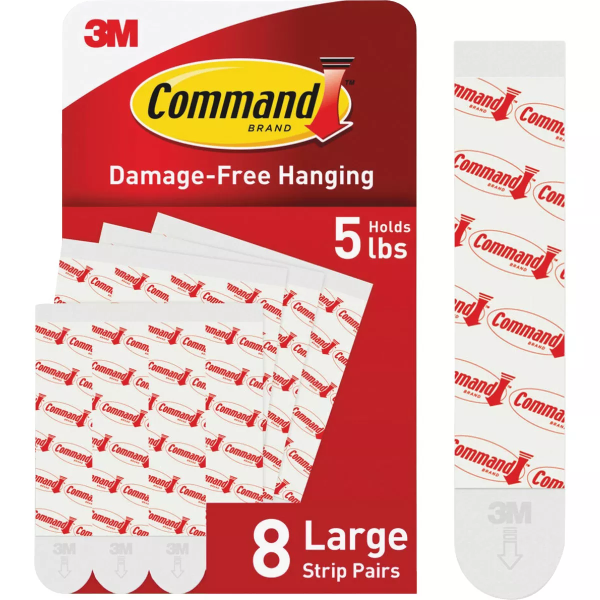 Command Large Adhesive Strips, White, 8 Strips