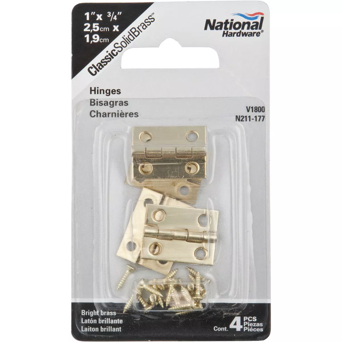 National Hardware 3/4 In. x 1 In. Narrow Brass Decorative Hinge (4-Pack) - photo 2