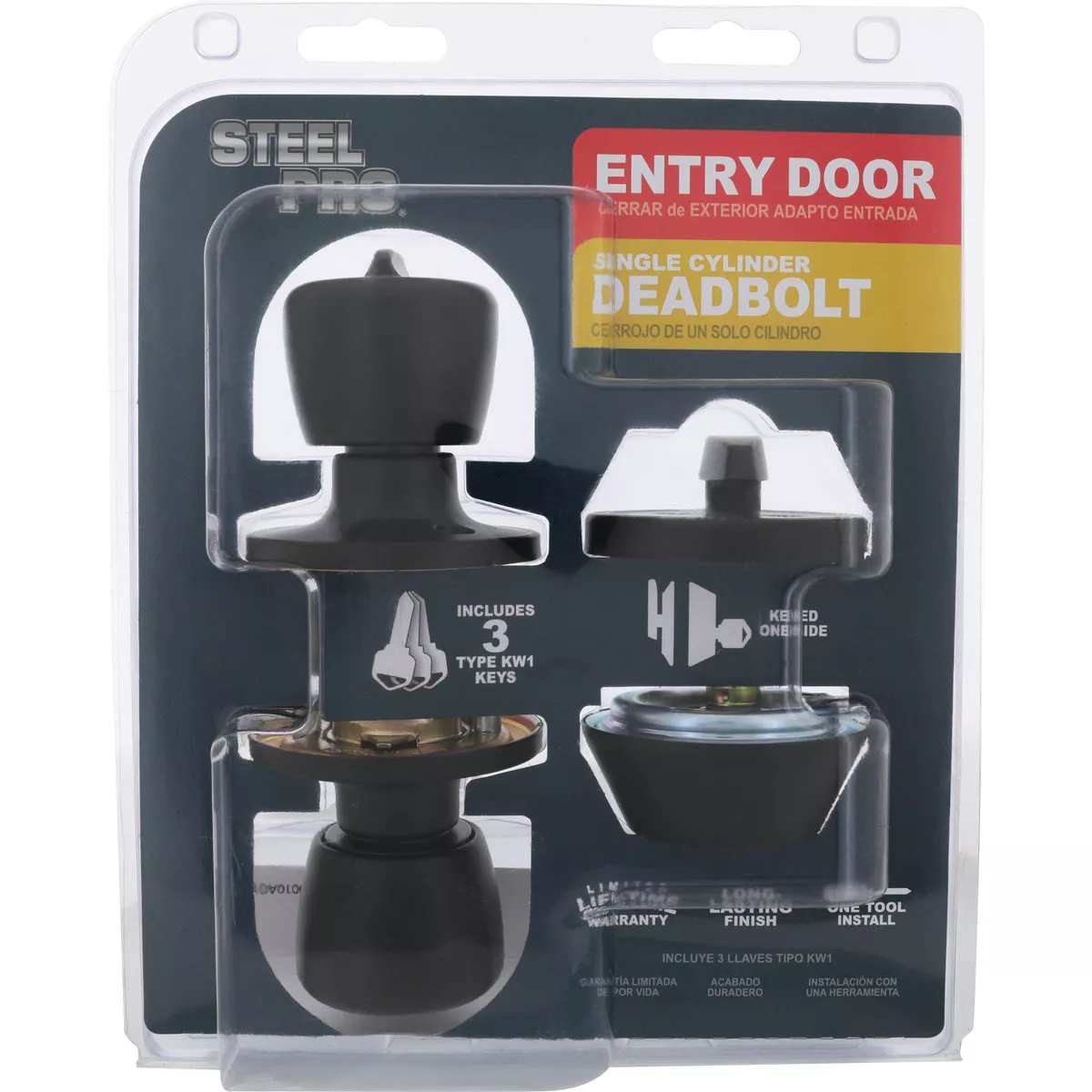 Steel Pro Matte Black Tulip 1-Cylinder Deadbolt & Door Knob Entry Combo - photo 2