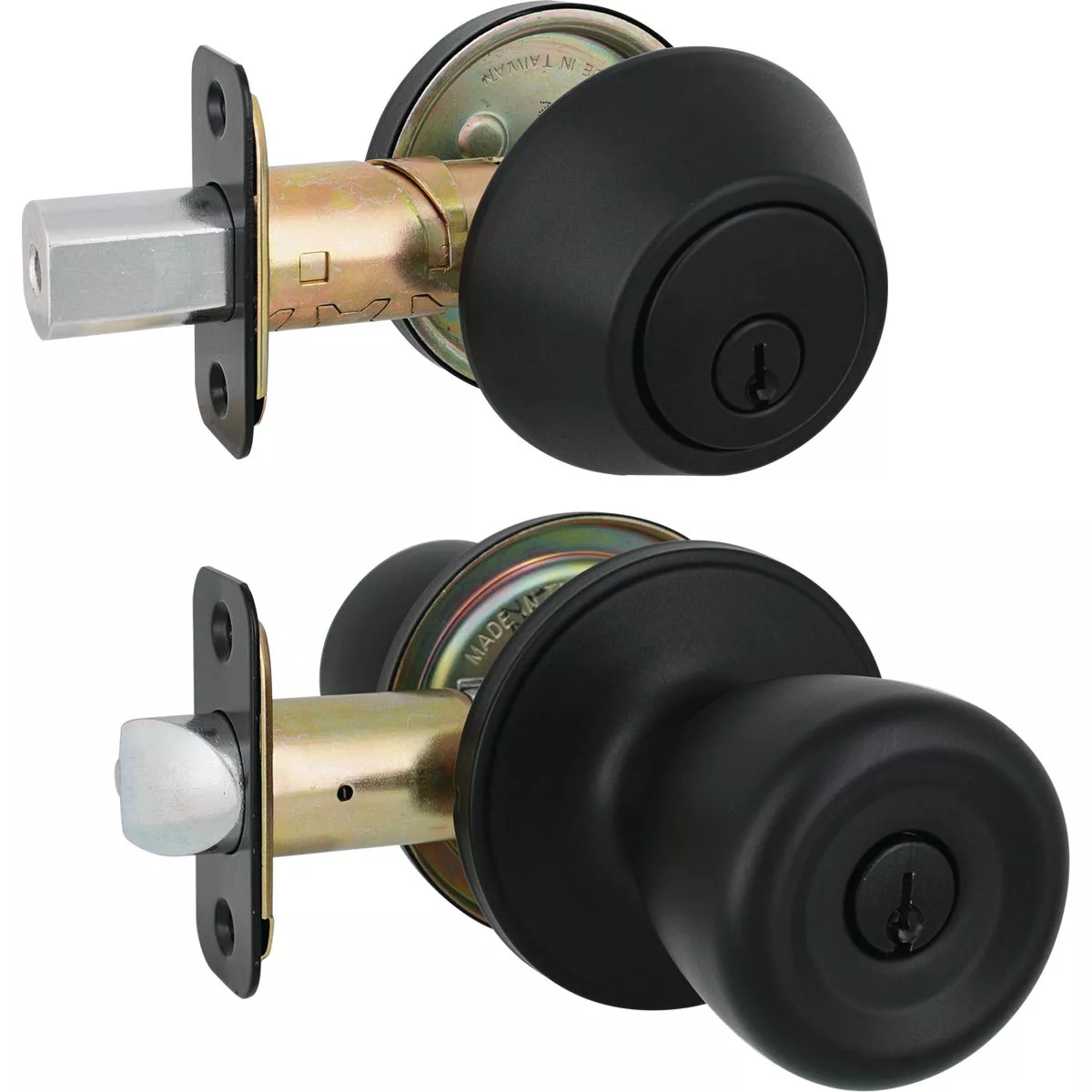 Steel Pro Matte Black Tulip 1-Cylinder Deadbolt & Door Knob Entry Combo - photo 3