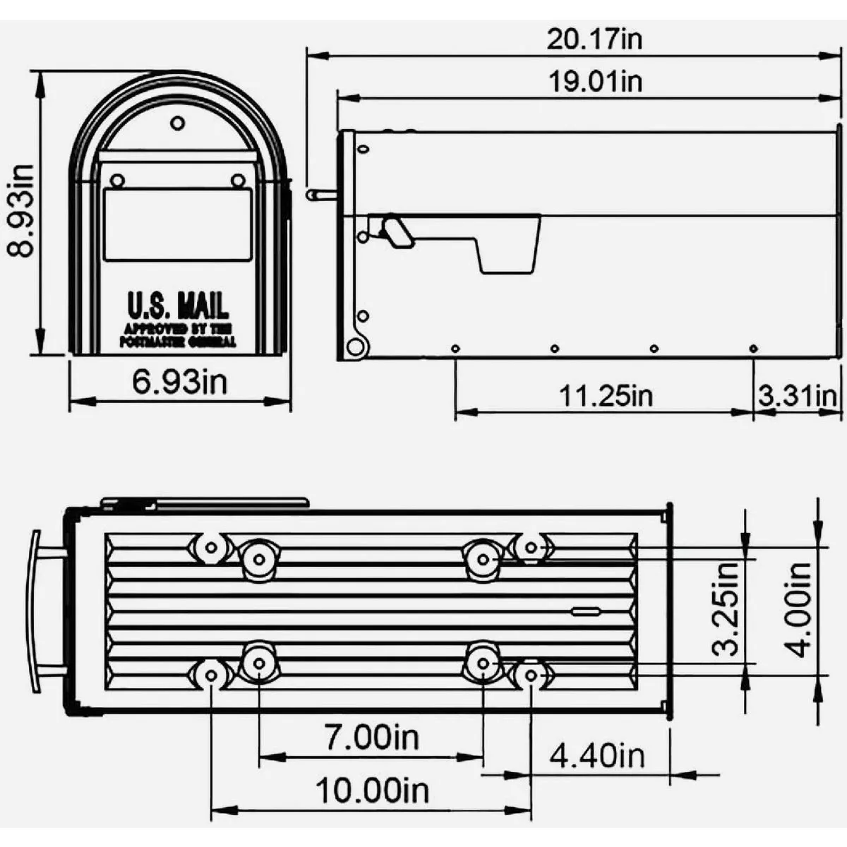 Gibraltar Franklin Black Steel Rural Post Mount Mailbox - photo 3