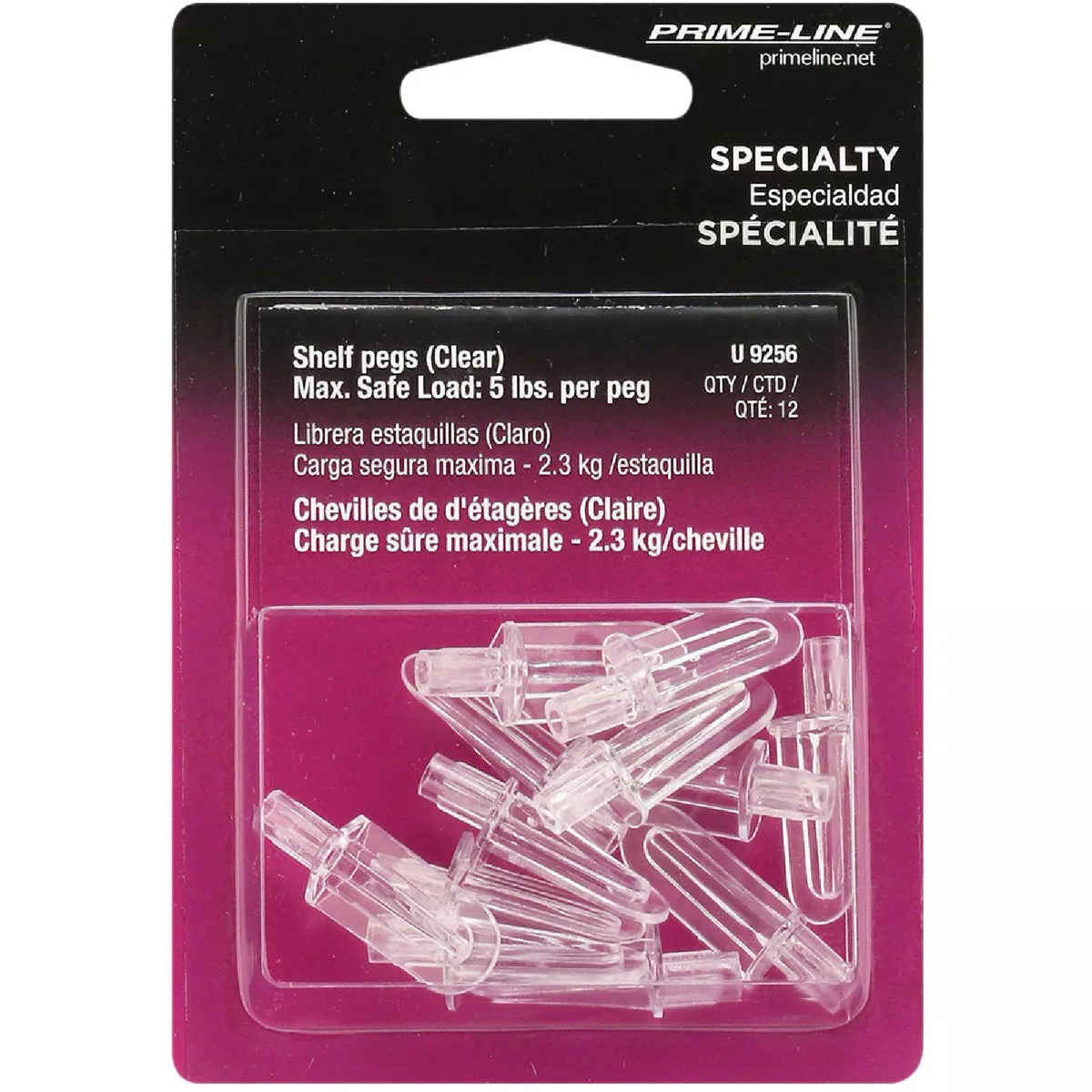 Prime-Line 1/4 In. Dia. x 1-3/8 In. L. Clear Butyrate Shelf Support (12-Count) - photo 2