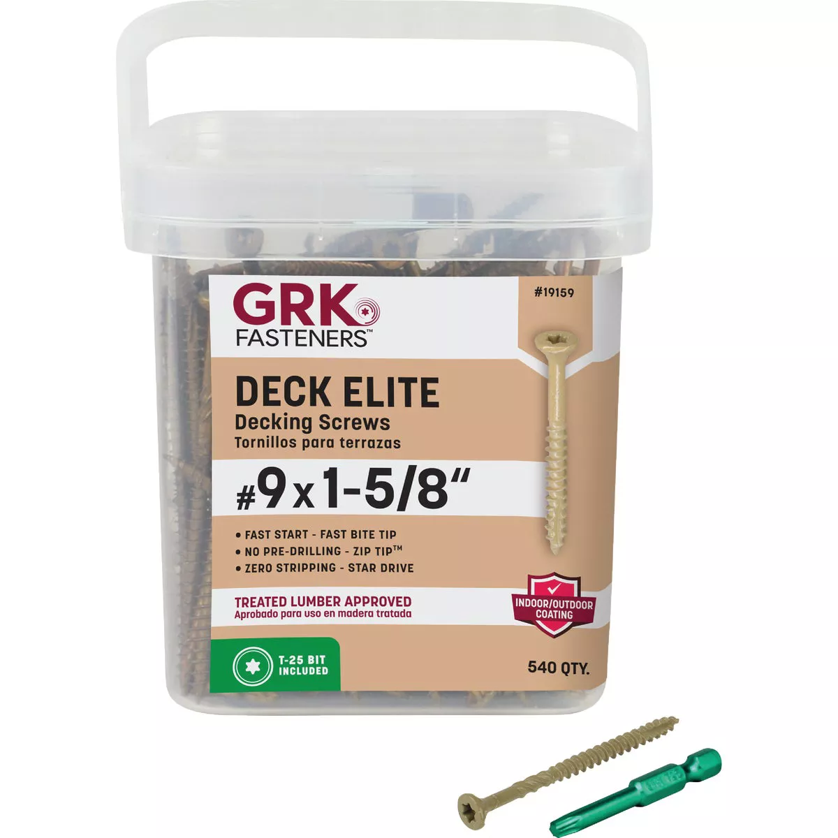 GRK Deck Elite #9 x 1-5/8 In. Star Drive Bugle-Head Deck Screw (540 Ct.)