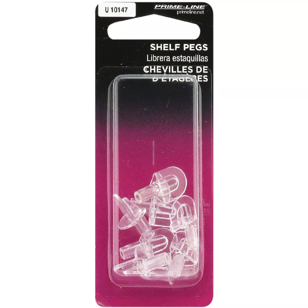 Prime-Line 1/4 In. Dia. x 13/16 In. L. Clear Butyrate Shelf Support (8 Count) - photo 2