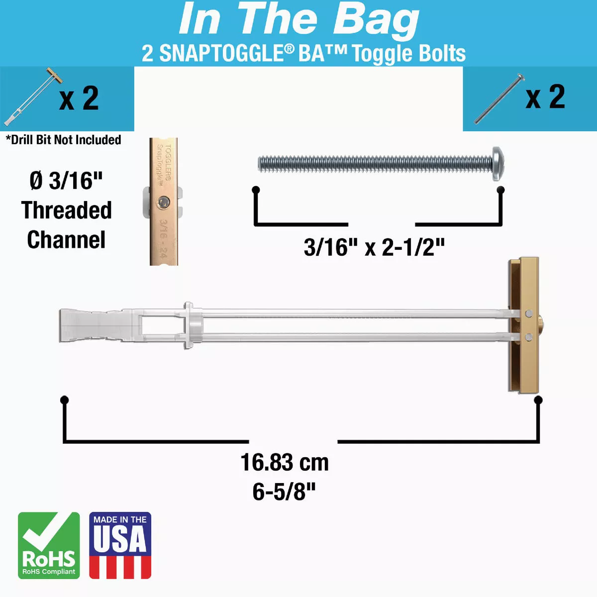 Toggler Snaptoggle 3/16 In.-24 x 2 In. Toggle Bolt (2-Count) - photo 3
