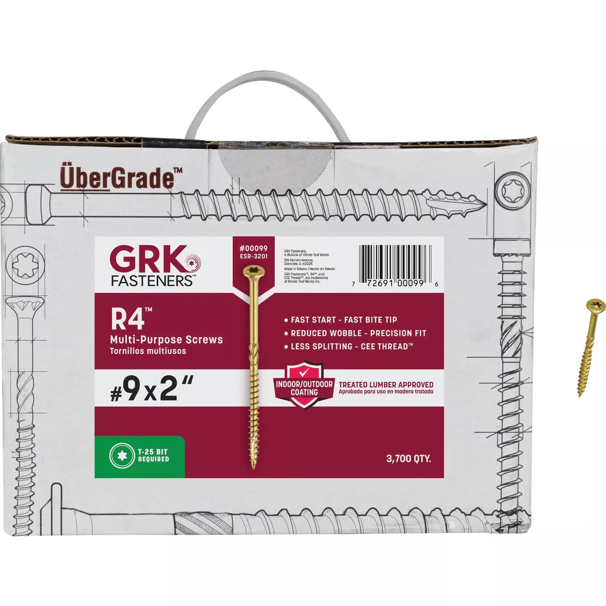 GRK R4 #9 x 2 In. Star Drive Multi-Purpose Wood Screws (3700 Ct.)