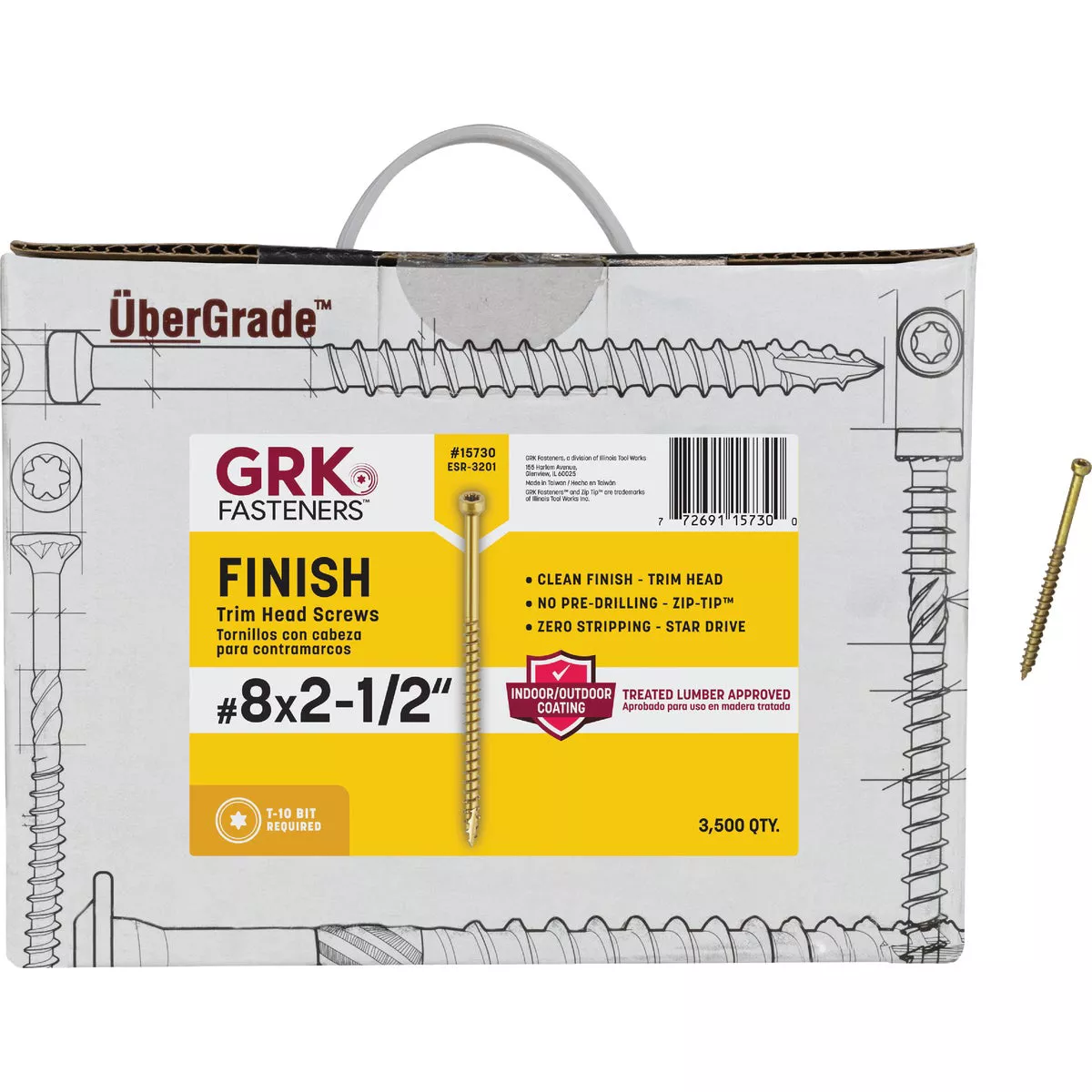 GRK #8 x 2-1/2 In. Star Drive Trim Screws (3500 Ct.)