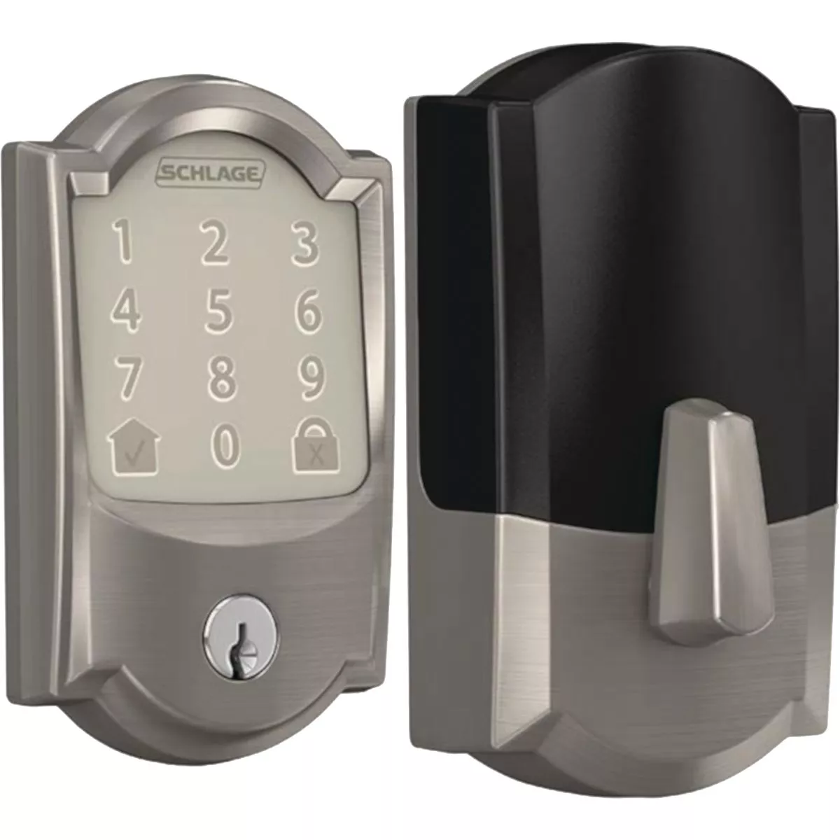 Schlage Encode Smart WiFi Satin Nickel Deadbolt with Camelot Trim
