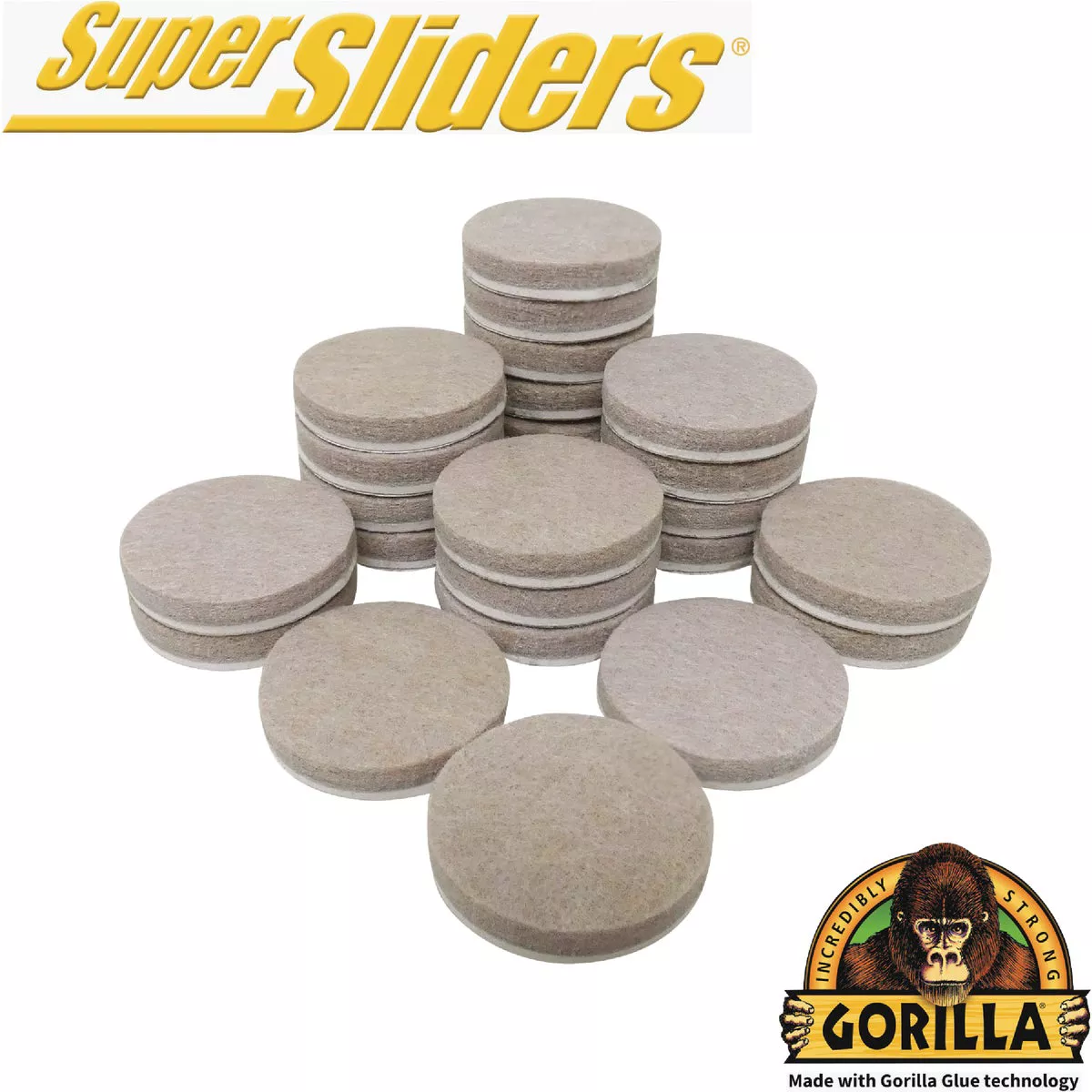 Gorilla Super Sliders 1-1/2 In. Beige Felt Pad (24-Piece)