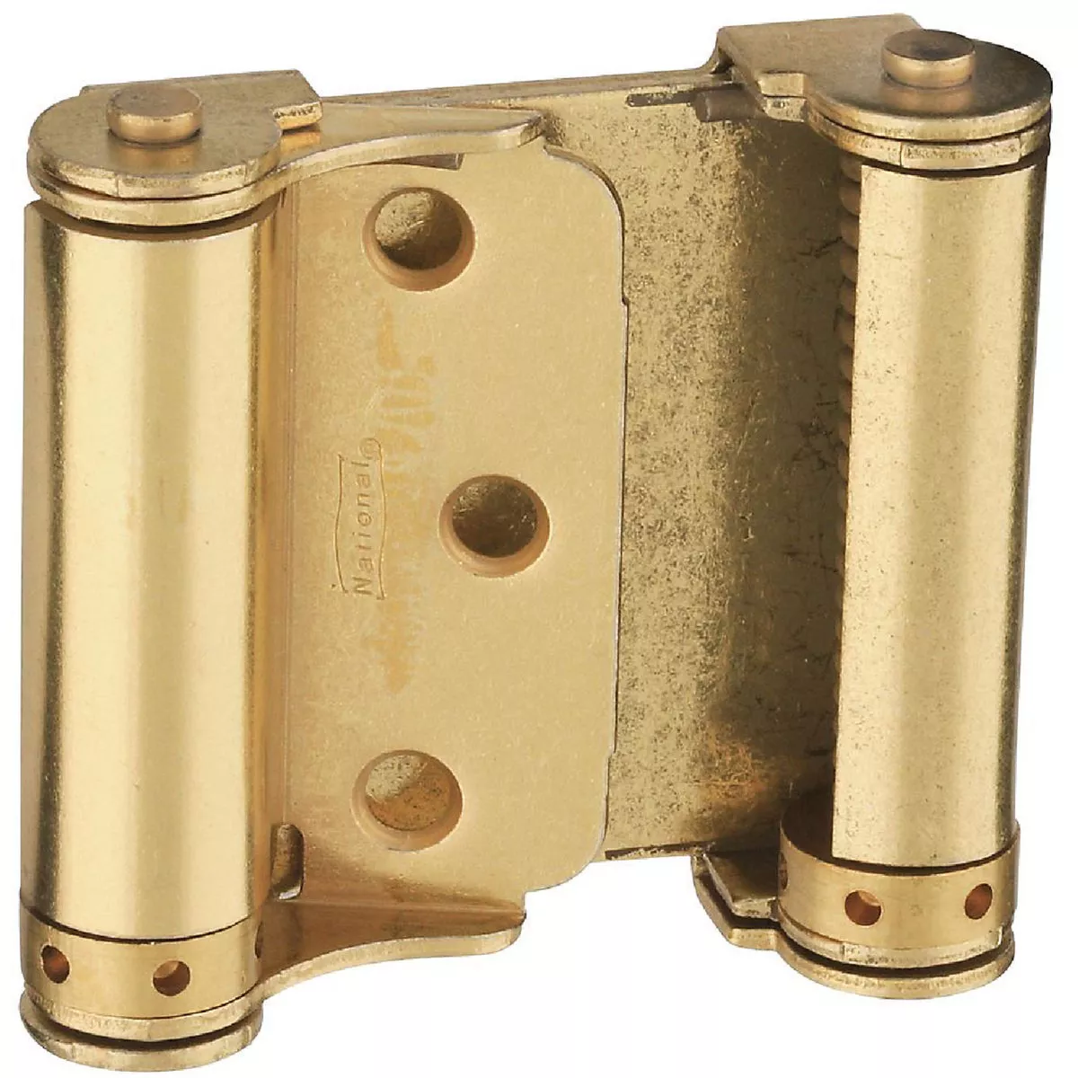 National Hardware 3 In. Satin Brass Double Action Spring Door Hinge (2-Pack)