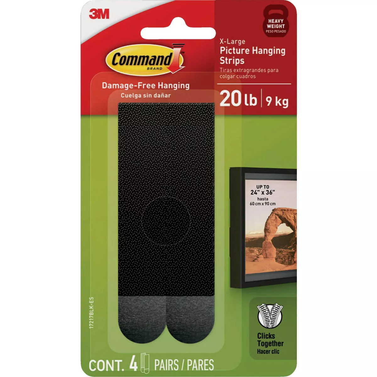Command 20 Lb. Picture Hanging Strips, Black, 4 Pairs - photo 2