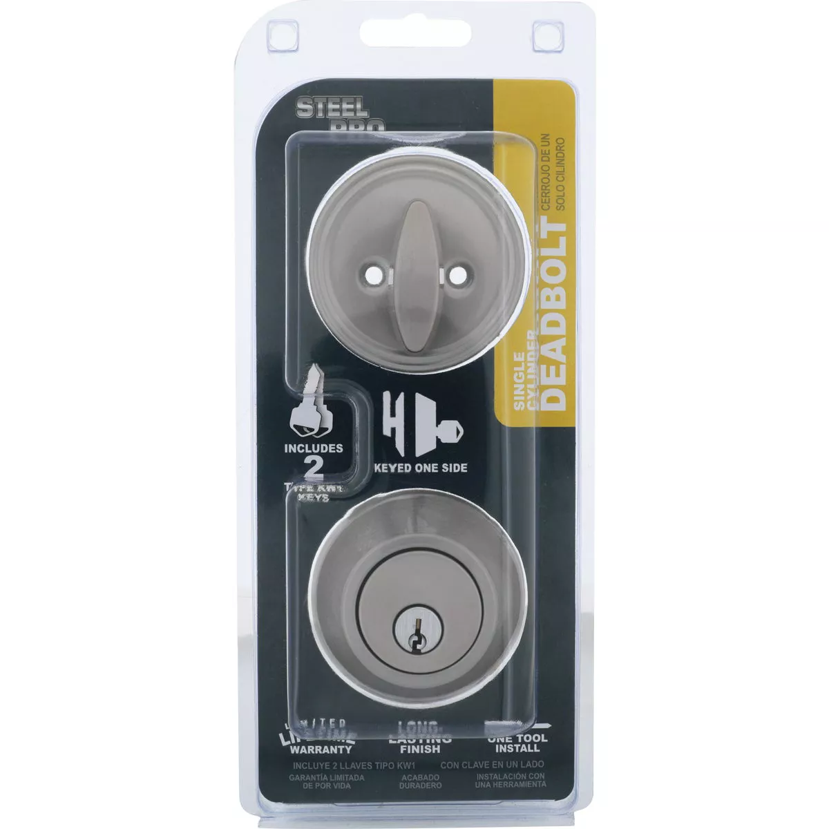 Steel Pro Brushed Nickel Single Cylinder Deadbolt - photo 2