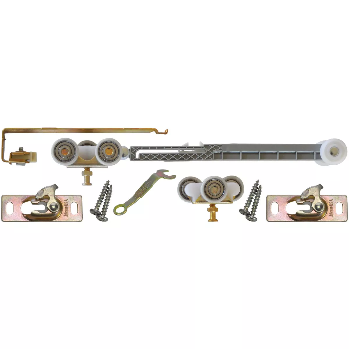 Johnson Hardware Mill Aluminum Steel Soft Close Pocket Door Hardware Kit