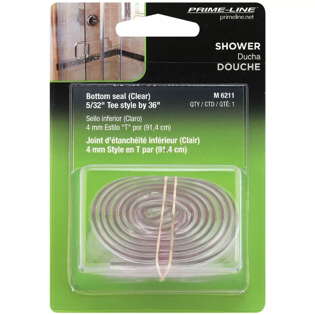 Prime-Line 1 In. x 36 In. Clear Tee-Shaped Shower Door Sweep - photo 2
