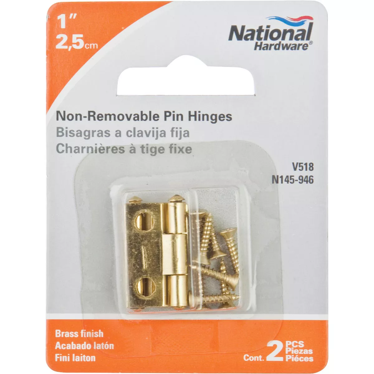 National Hardware 1 In. Brass Tight-Pin Narrow Hinge (2 Count) - photo 2