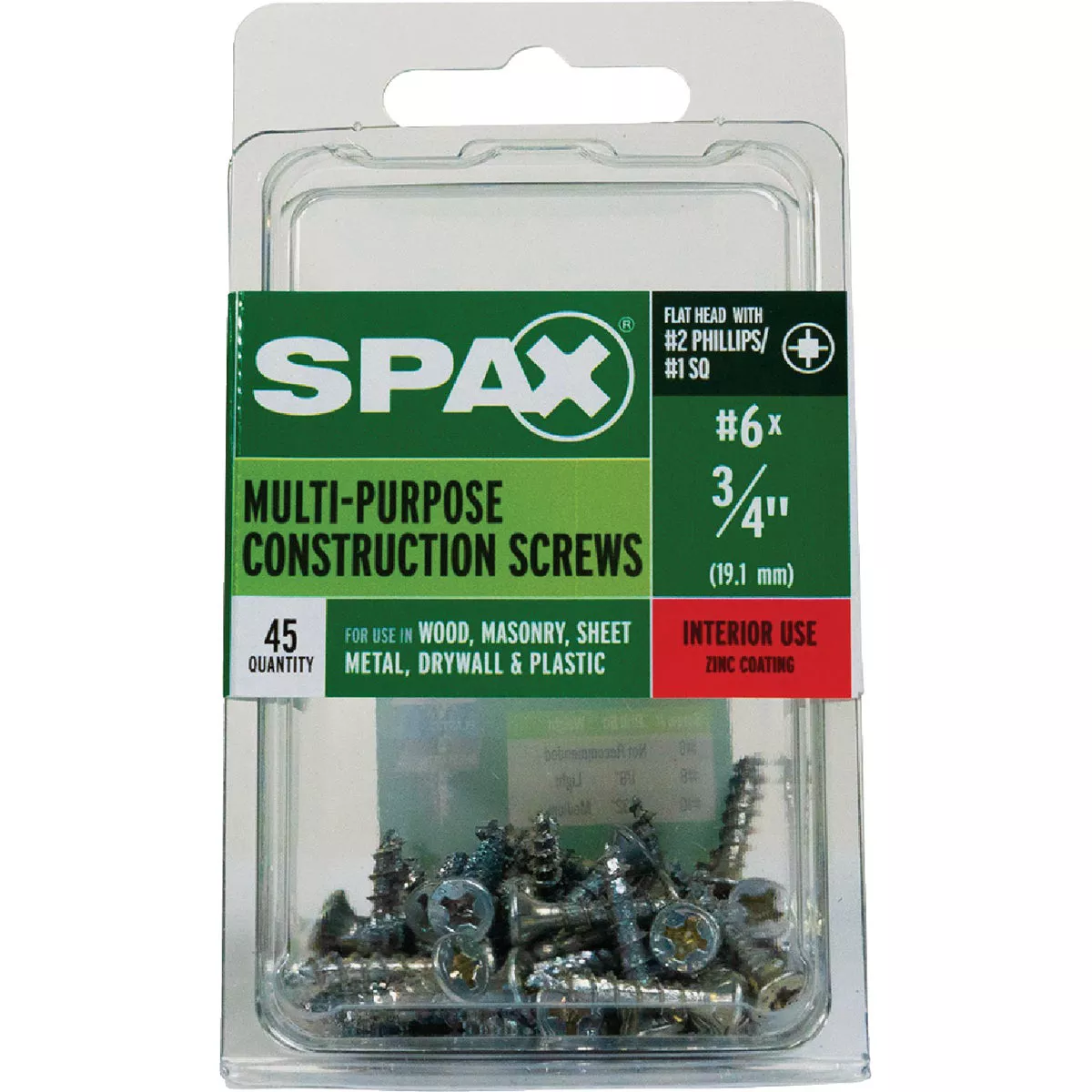 SPAX #6 x 3/4 In. Unidrive (Combo Drive) Flat Head Zinc (Interior) Multi-Purpose Construction Screw (45 Ct.) - photo 4