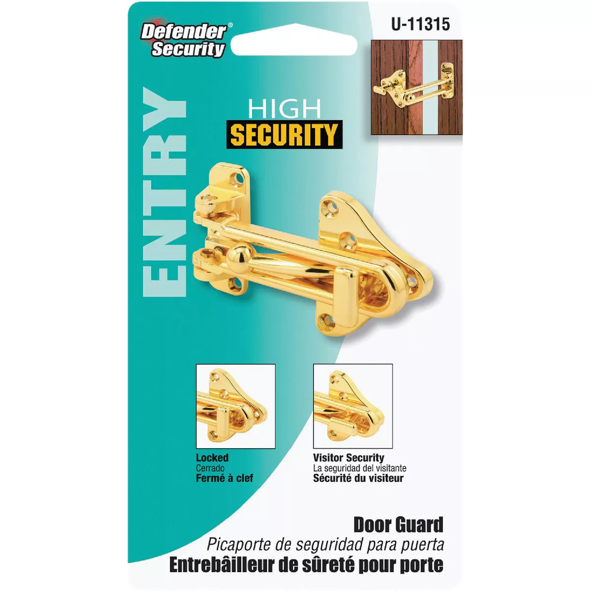 Defender Security Brass Swing Bar Door Guard - photo 2