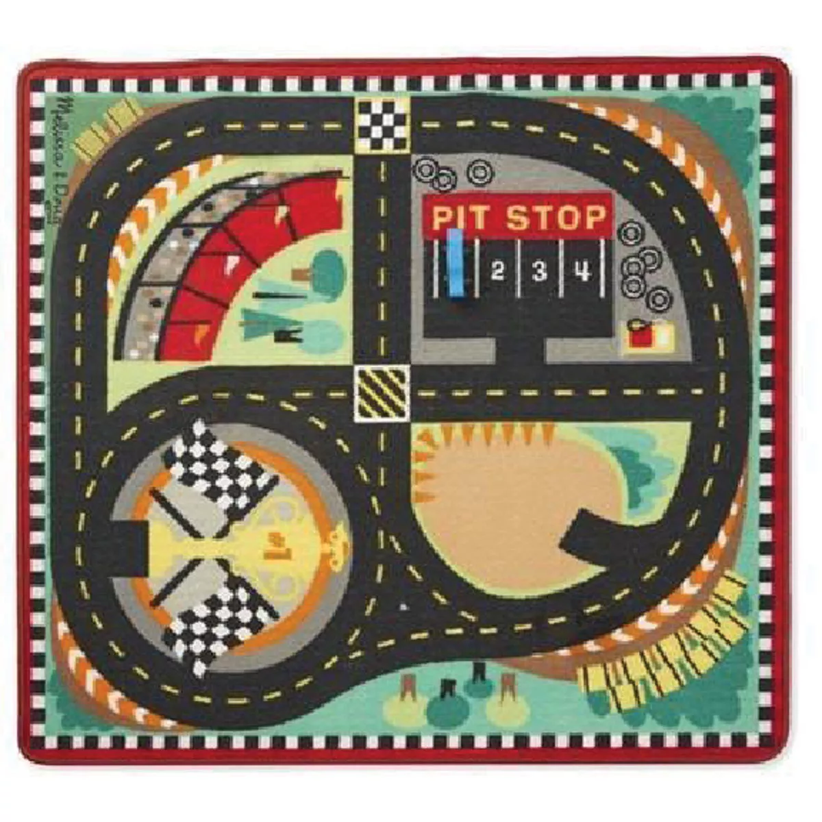 Melissa & Doug 39 In. x 36 In. Speedway Race Track Activity Rug
