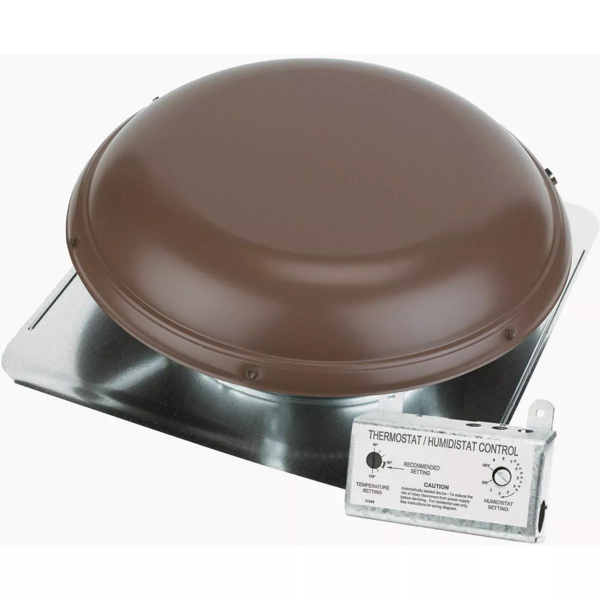 AirVent Roof-Mount Brown Power Attic Ventilator 1500CFM Pre Wired Thermostat-