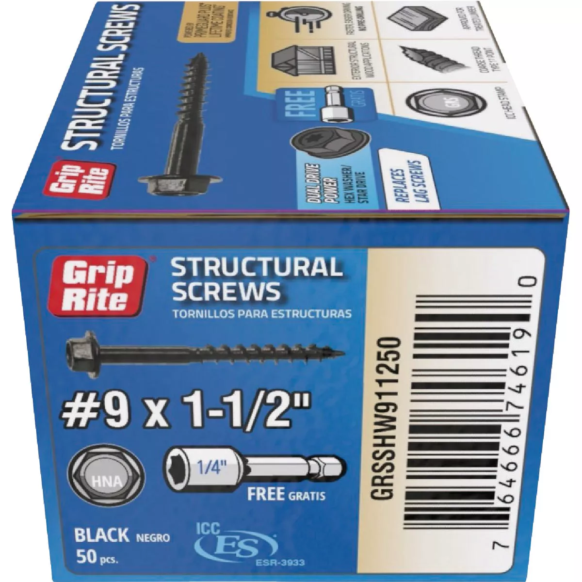 Grip-Rite PrimeGuard Plus #9 x 1.5 In. Hex Washer Head Structural Screw (50-Count) - photo 2