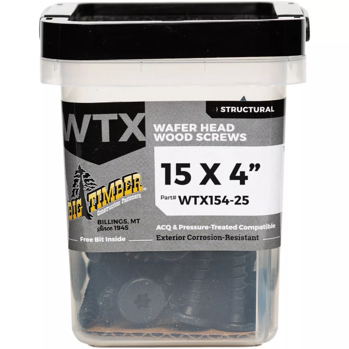 Big Timber #15 x 4 In. Wafer Head Black Wood Screw (25 Ct.)