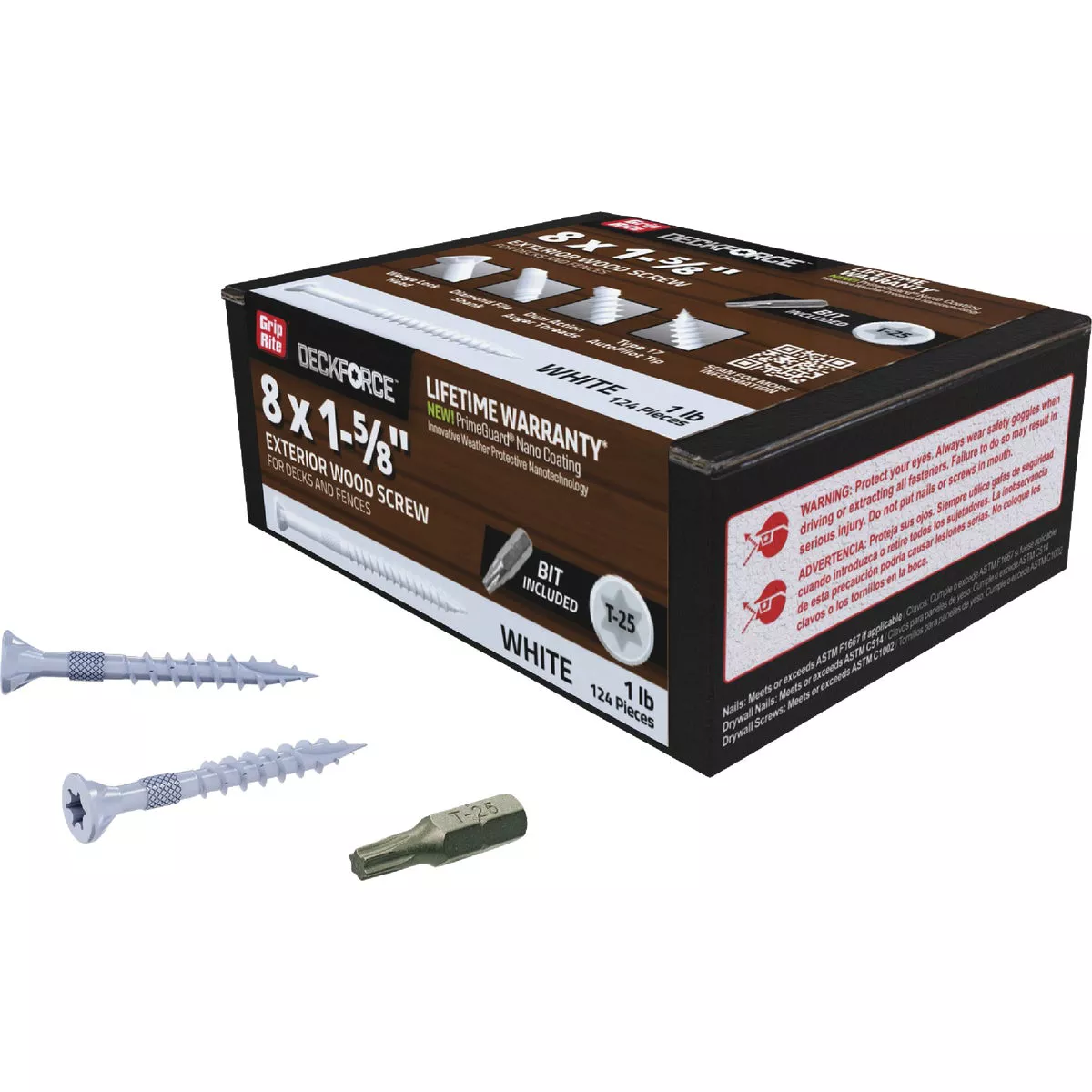 Grip-Rite DeckForce PrimeGuard Nano #8 x 1-5/8 In. Star Drive White Screw (1 Lb.) - photo 2