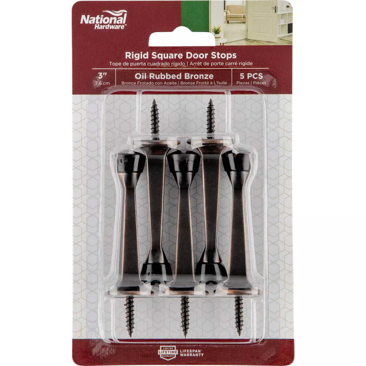 National Hardware 3 In. Oil Rubbed Bronze Rigid Square Door Stop (5-Pack) - photo 2