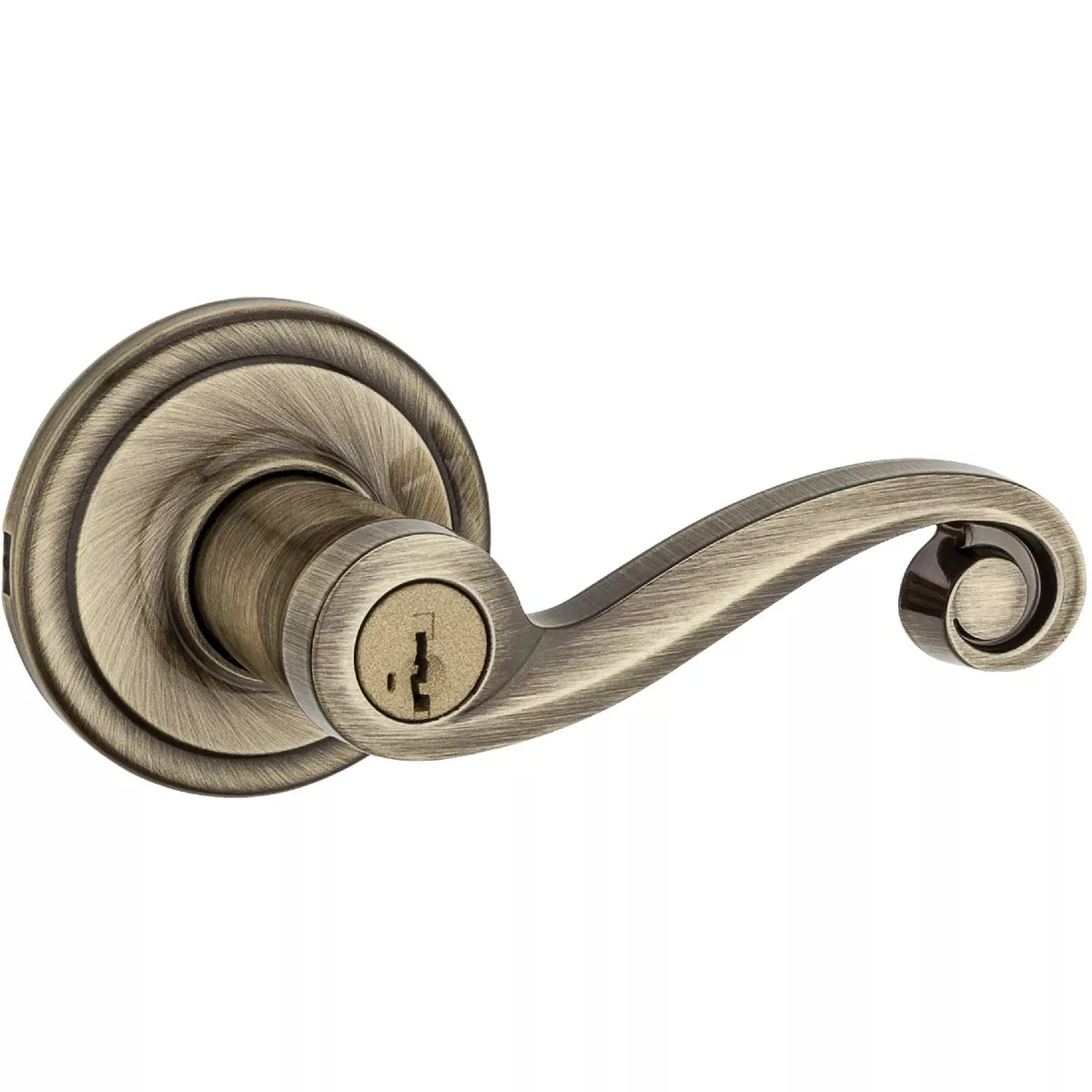 Kwikset Signature Series Antique Brass Lido Entry Door Lever with Smartkey - photo 2