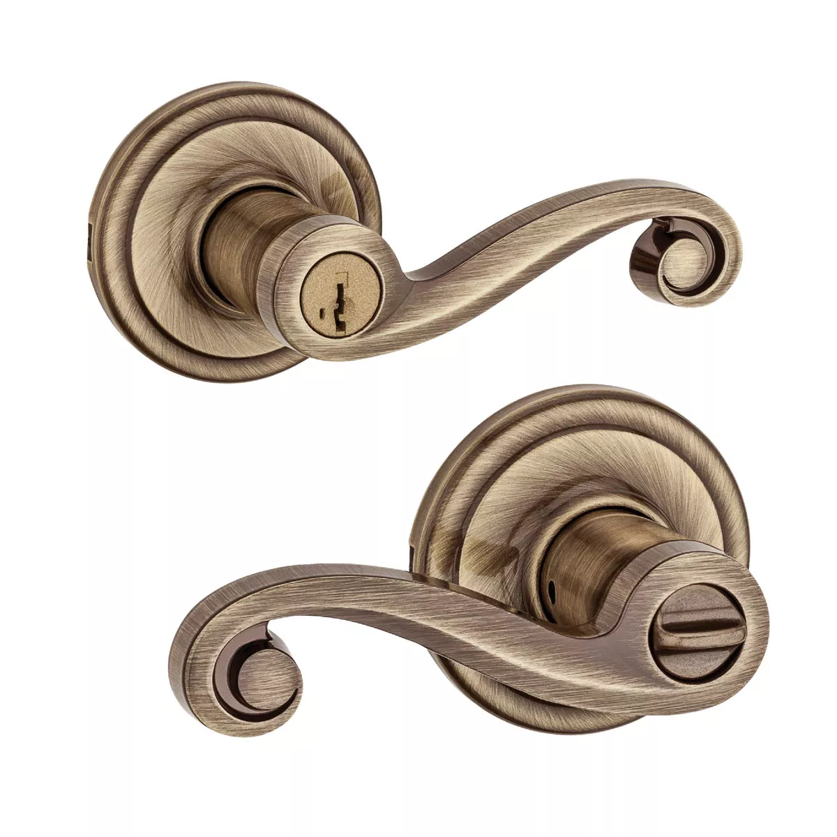 Kwikset Signature Series Antique Brass Lido Entry Door Lever with Smartkey - photo 3