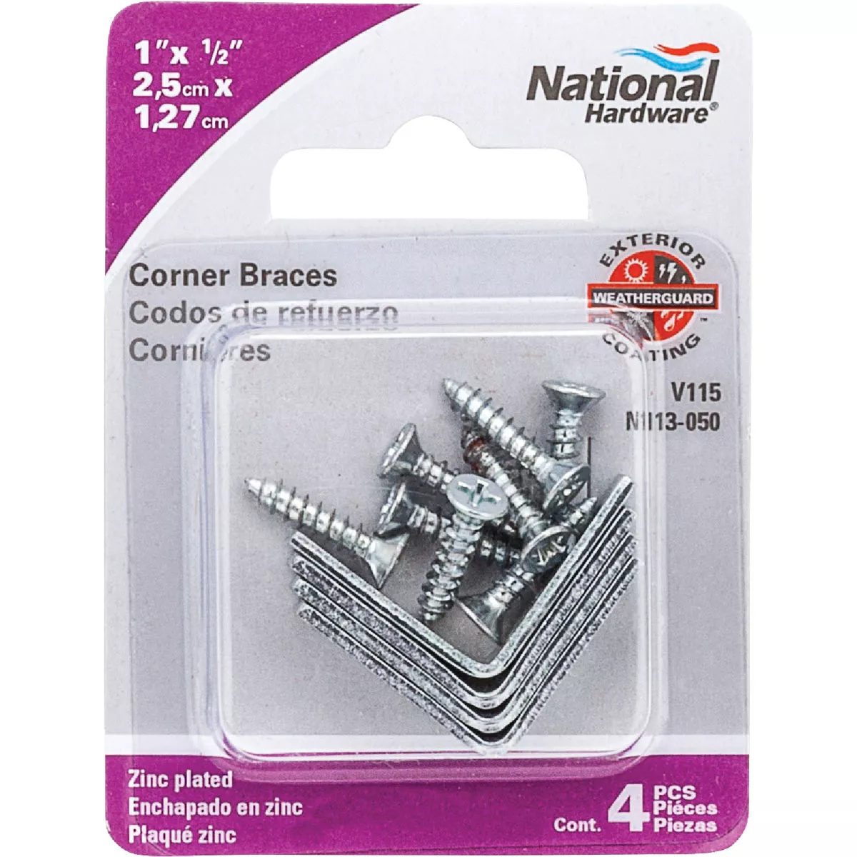 National Hardware 1 In. x 1/2 In. Zinc Steel Corner Brace (4-Count) - photo 2